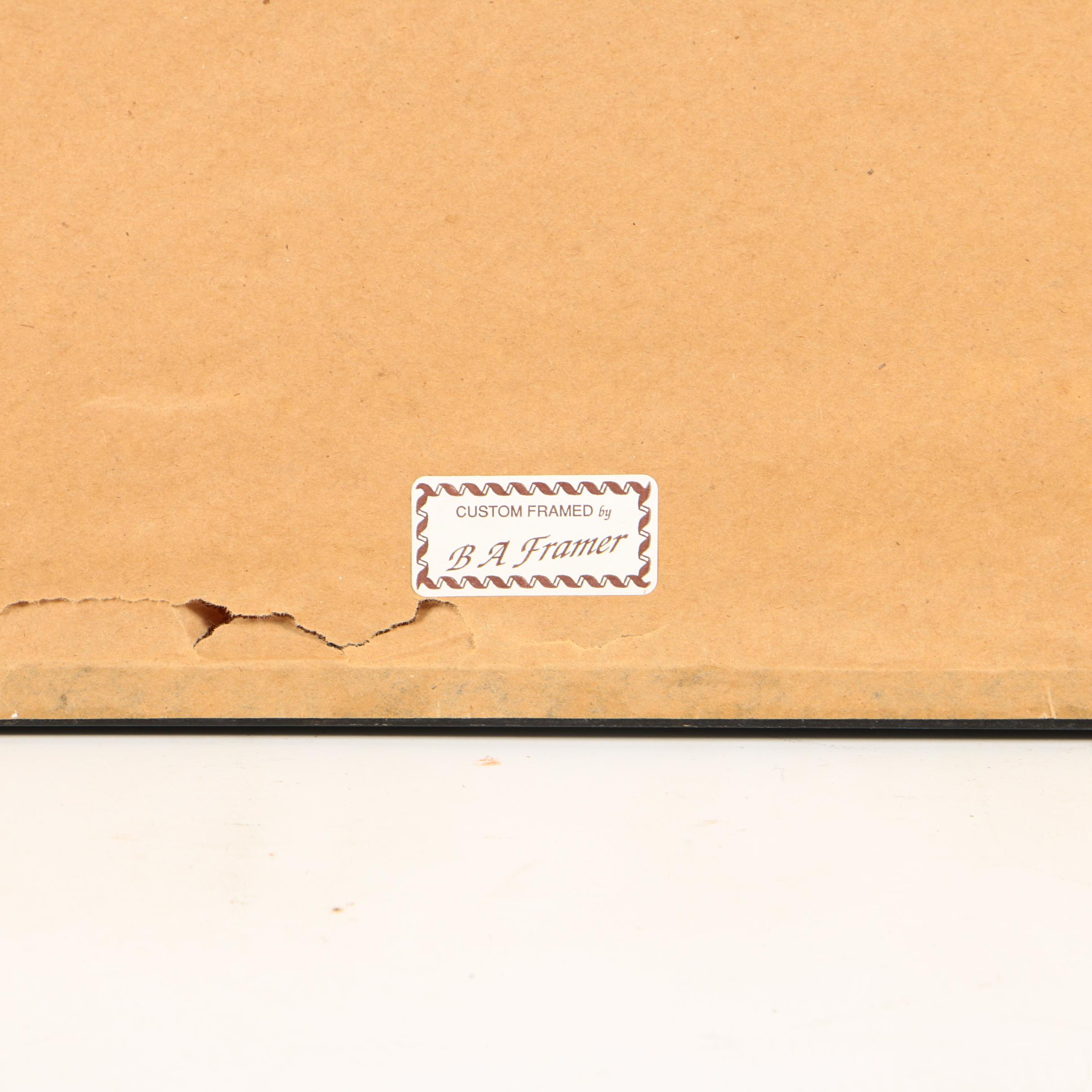 LeRoy Neiman Serigraph Over Map of Martha's Vineyard "America's Cup"