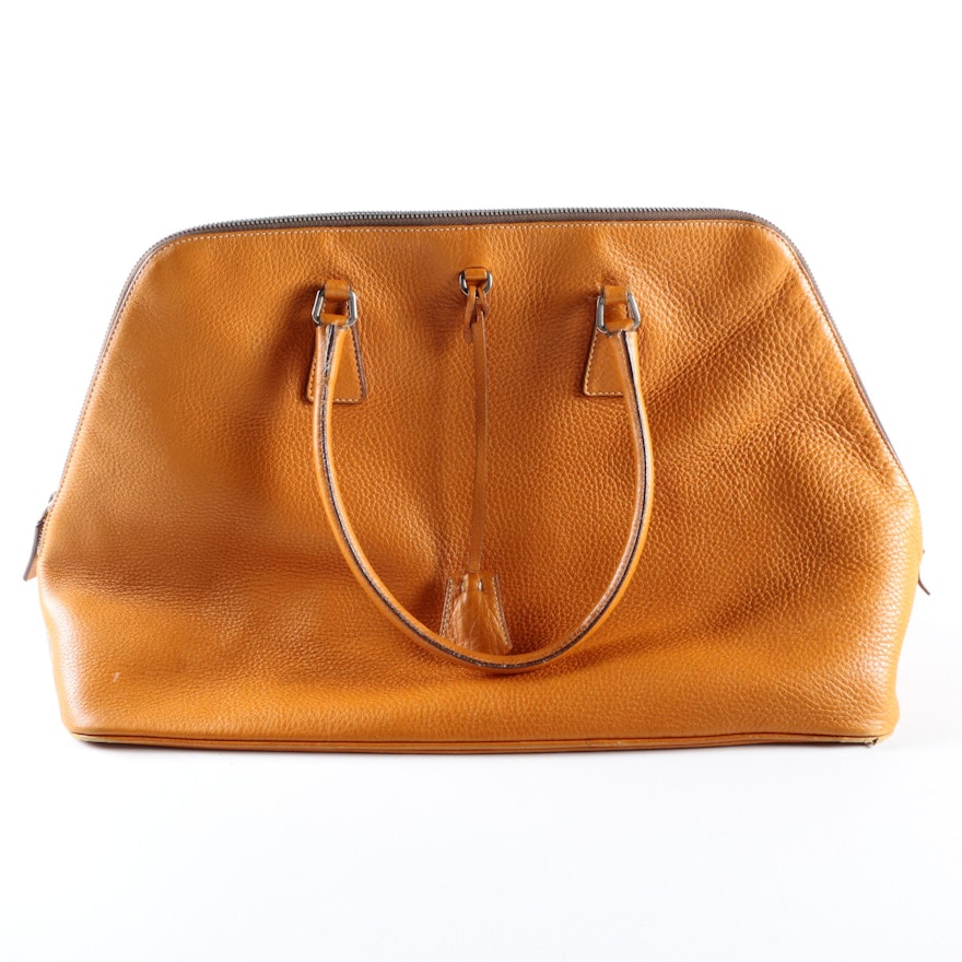 Prada Orange Leather Satchel Handbag