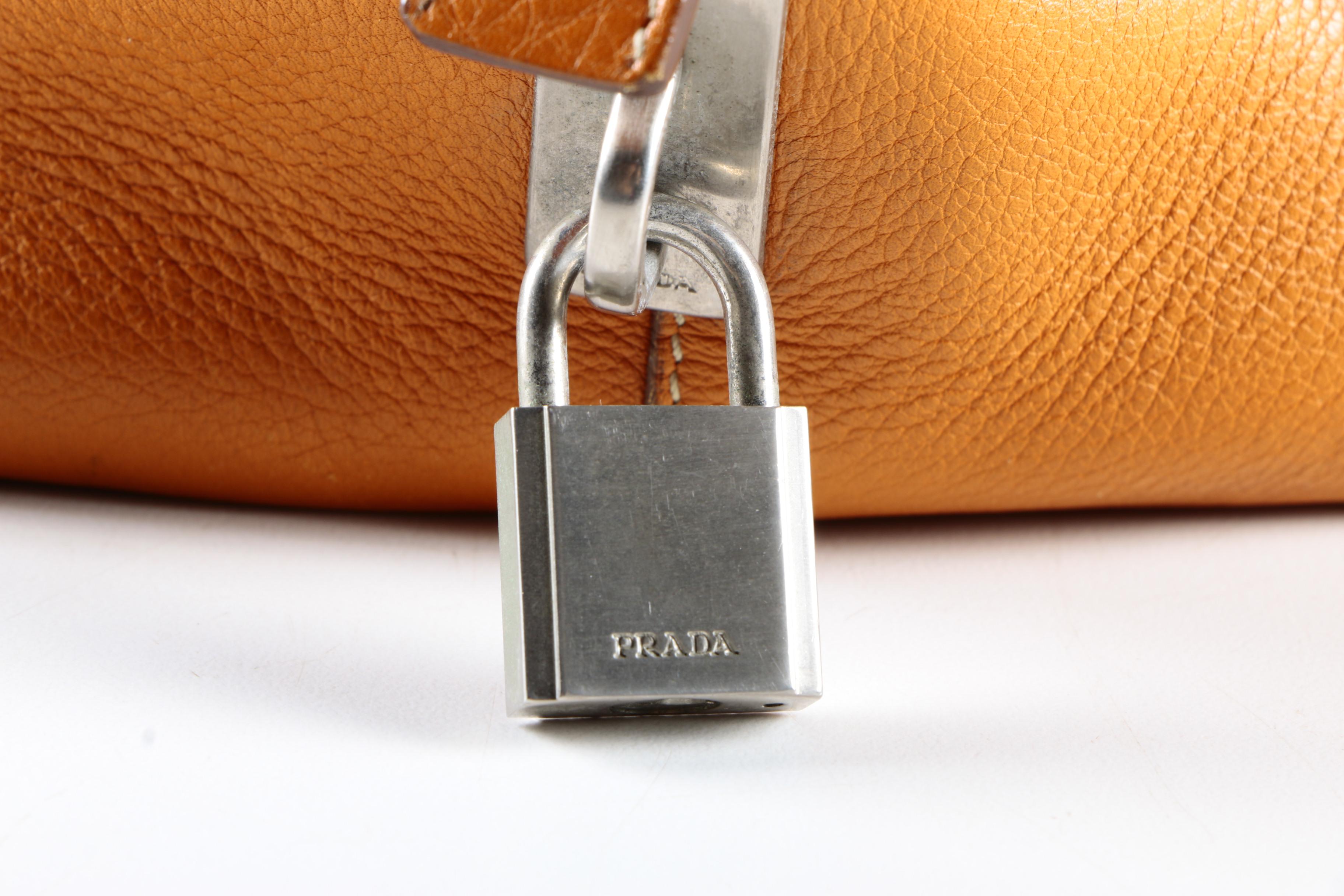 Prada Orange Leather Satchel Handbag