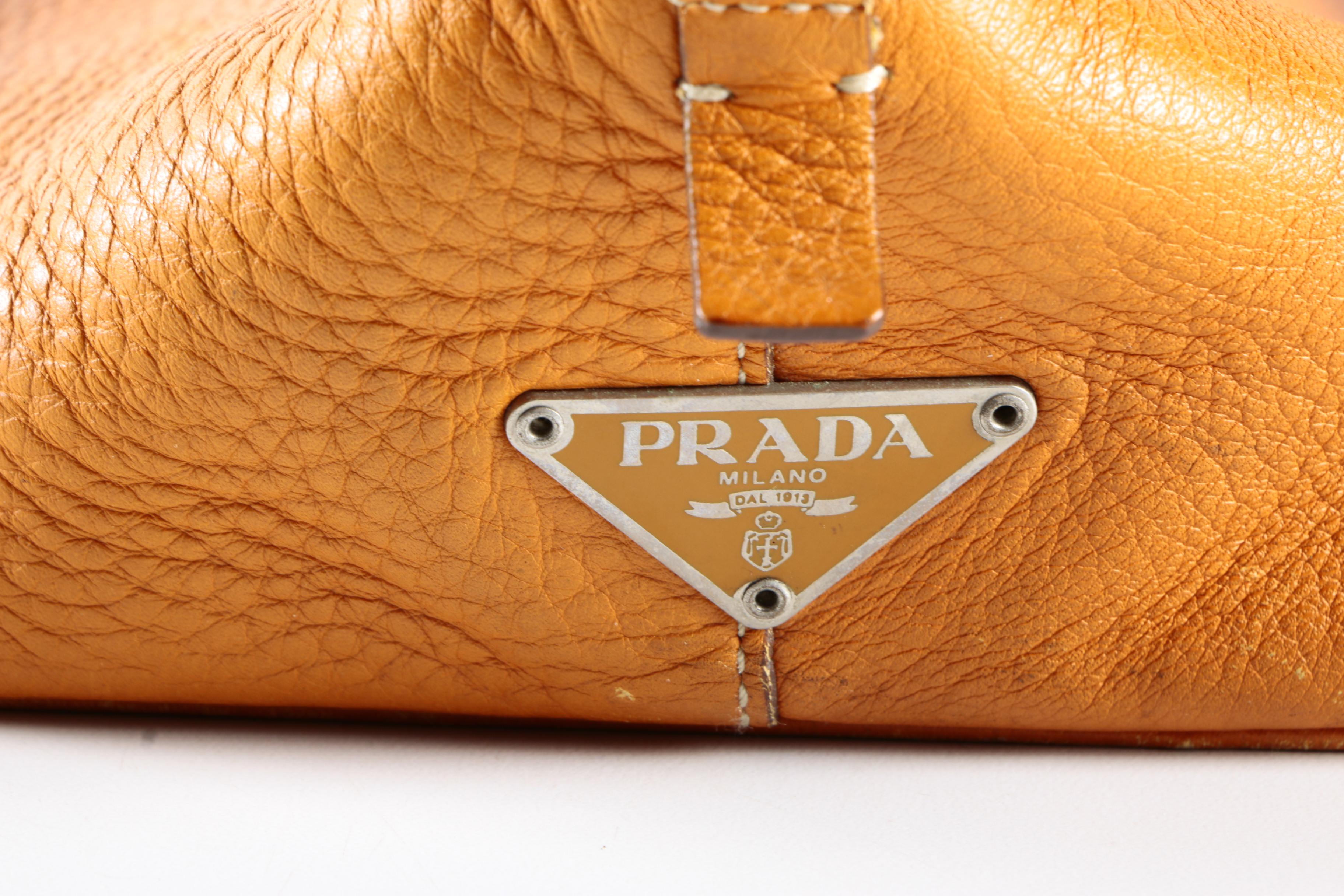 Prada Orange Leather Satchel Handbag
