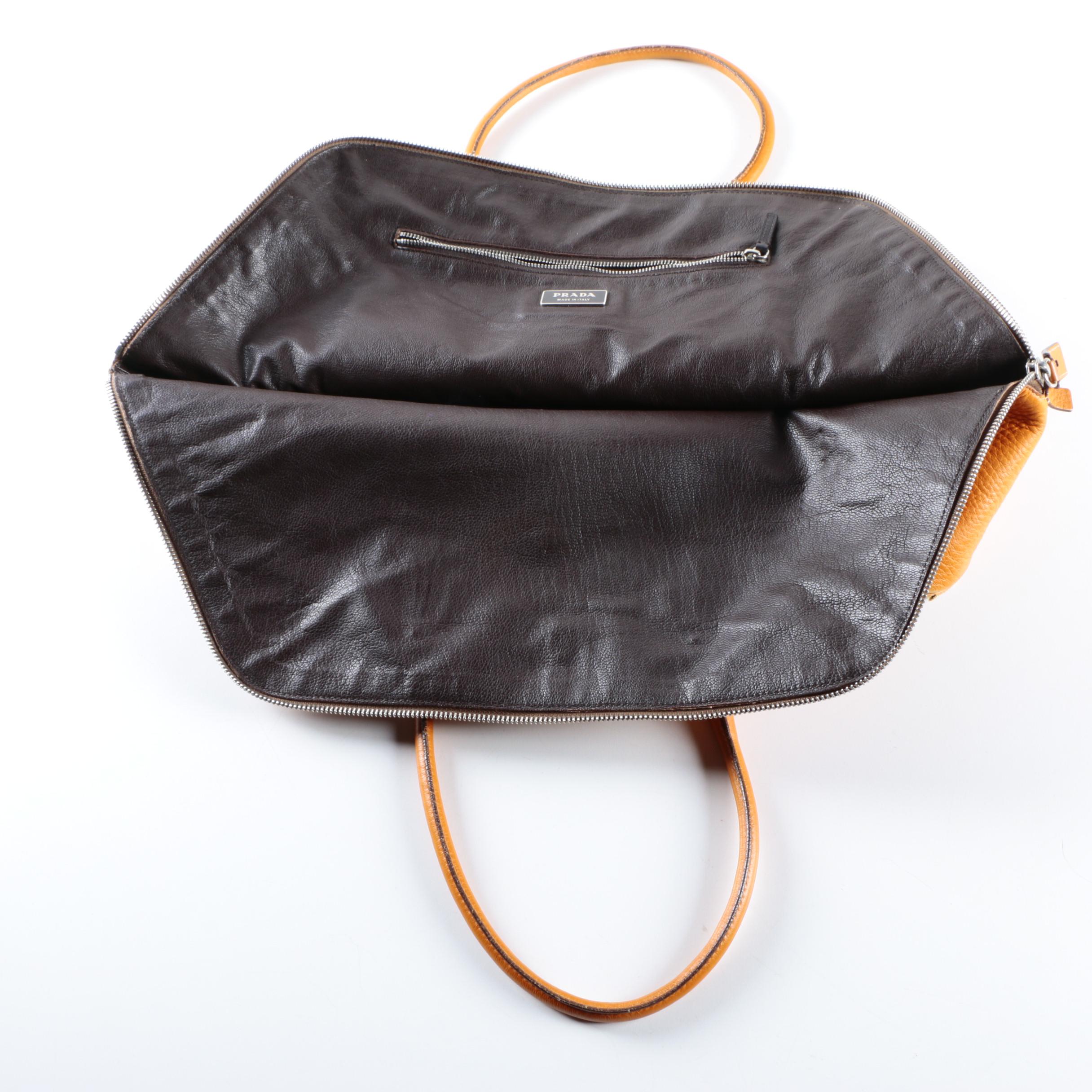 Prada Orange Leather Satchel Handbag