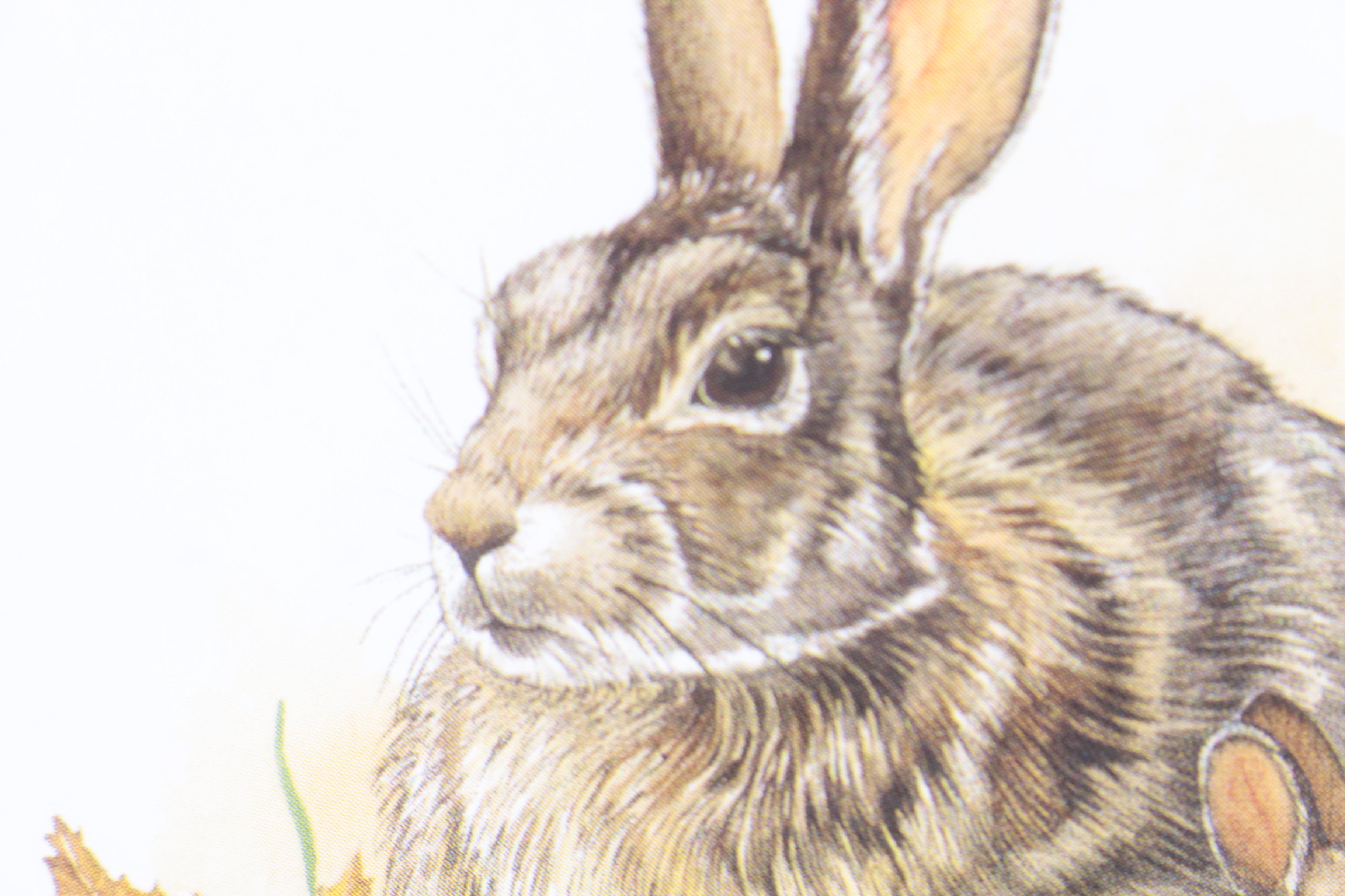 Lynn Bean Offset Lithograph on Paper of Rabbits