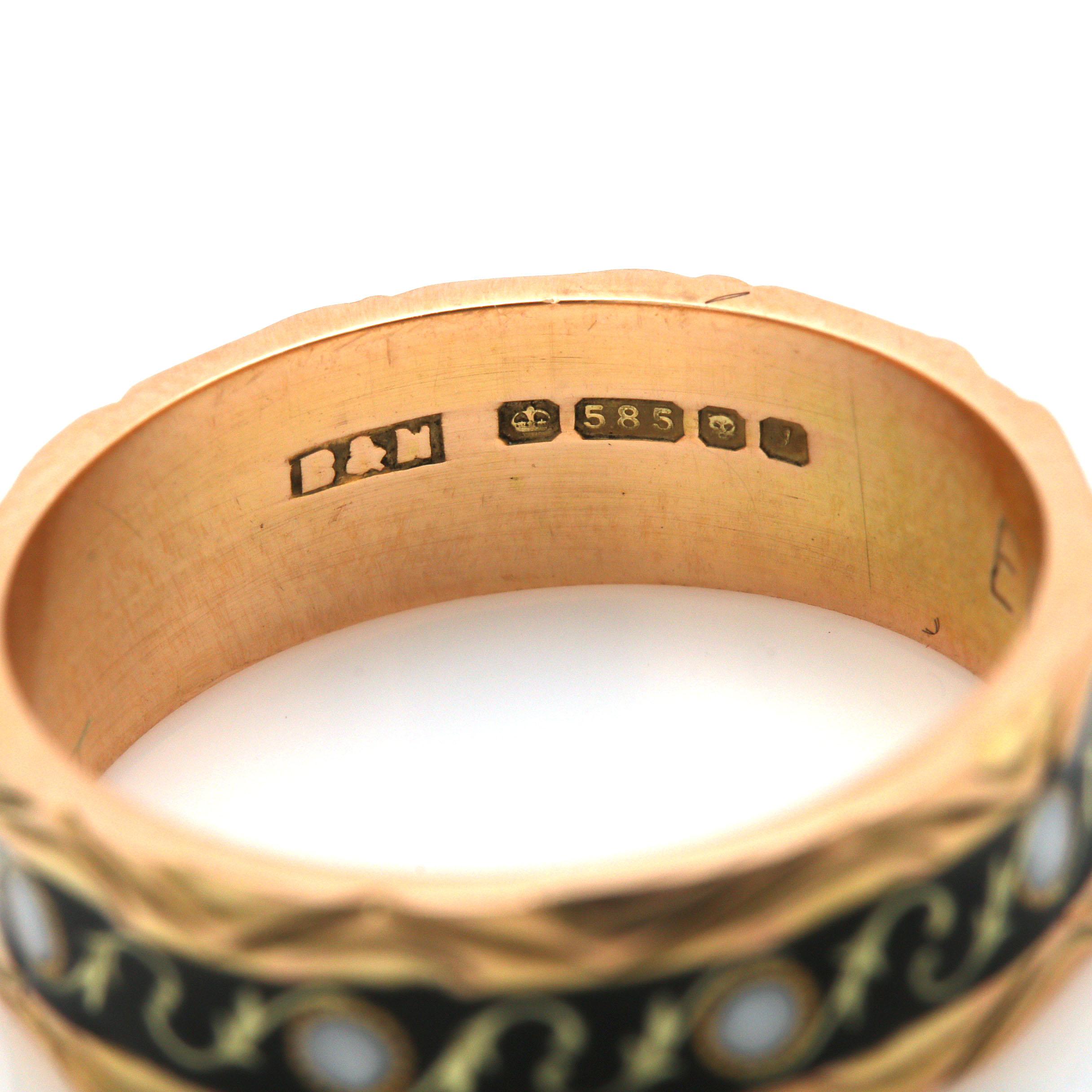 14K Yellow Gold Foliate Enamel Ring