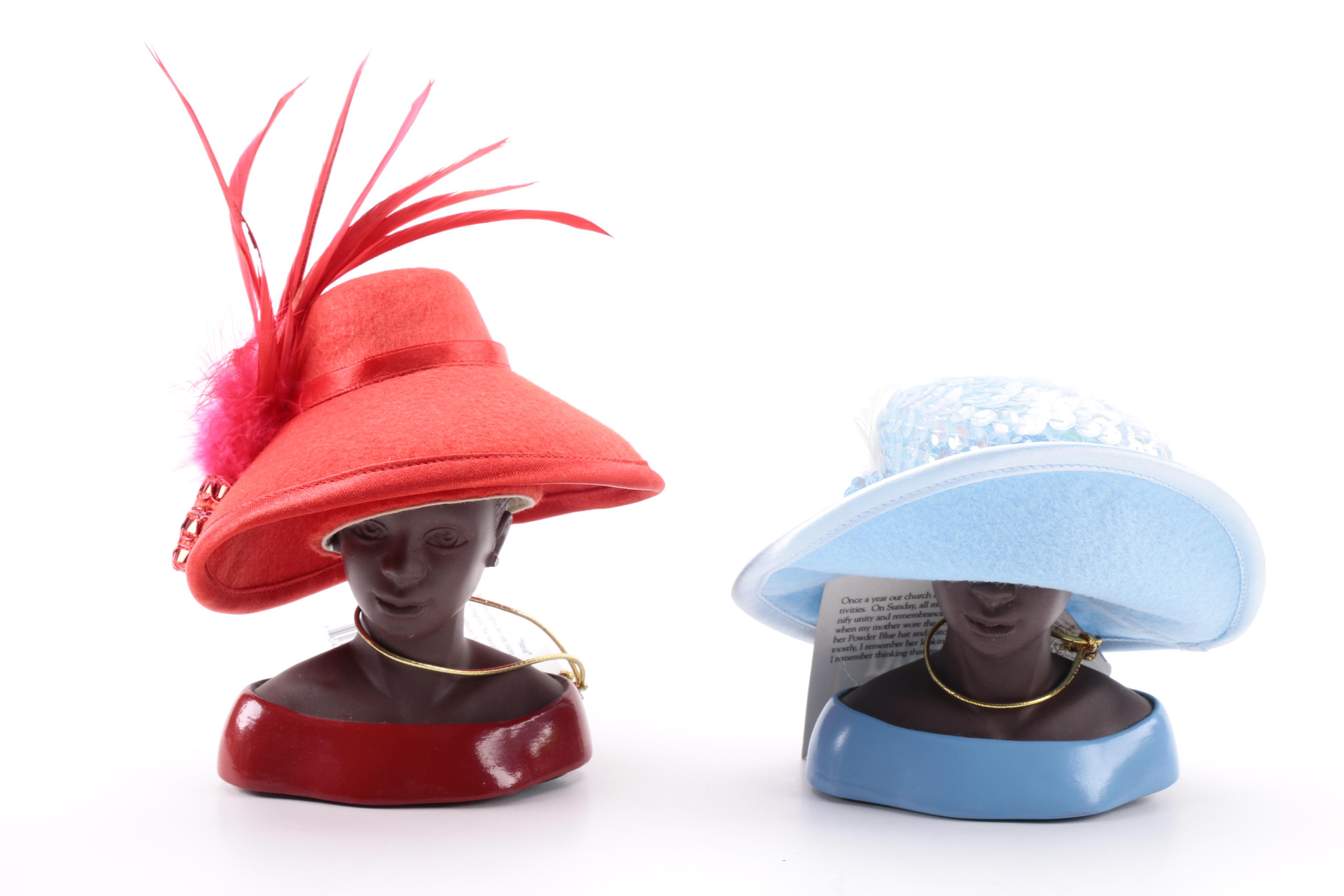 Harriet Rosebud Miniature Hats on Busts