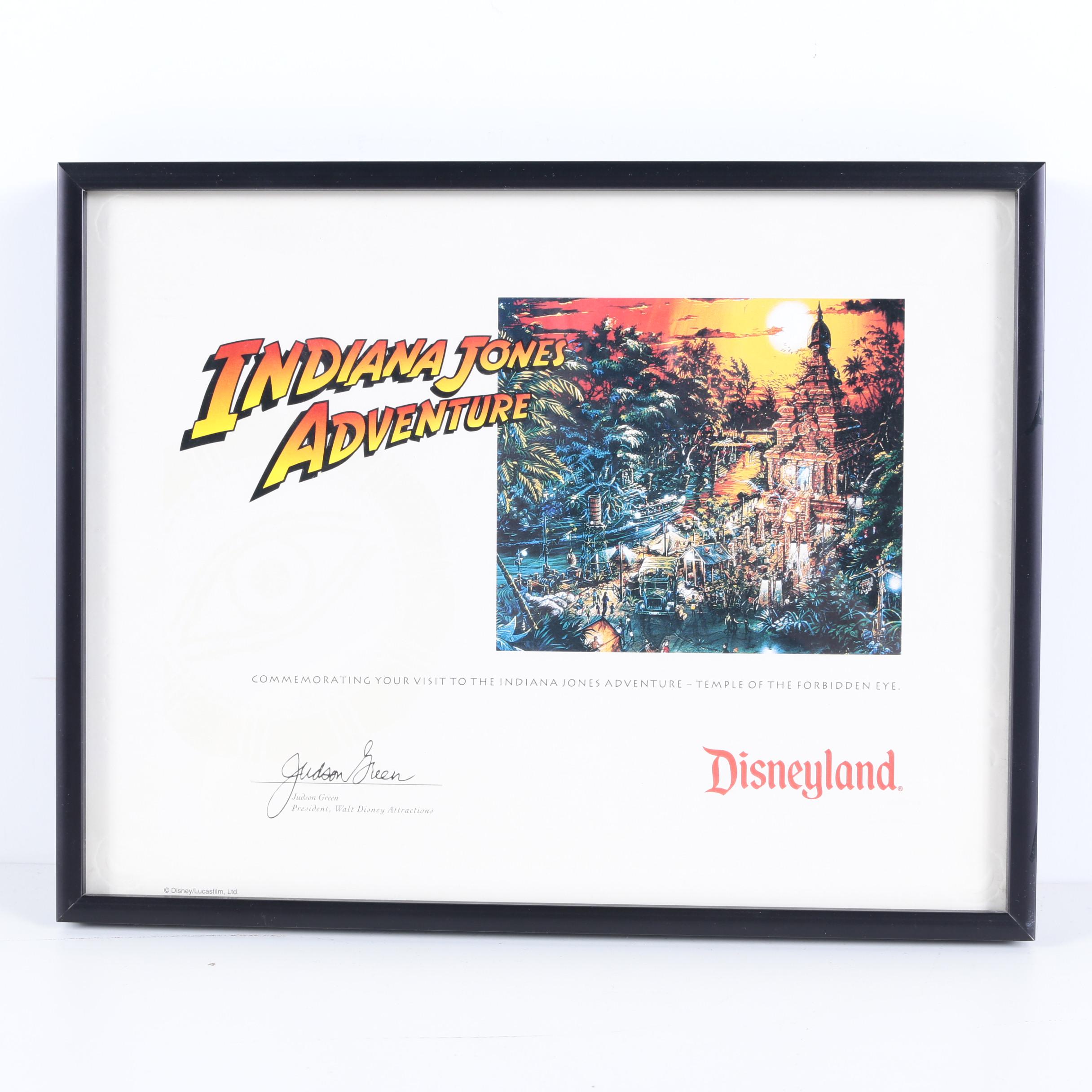 Disneyland Indiana Jones Adventure Ride Framed Memorabilia