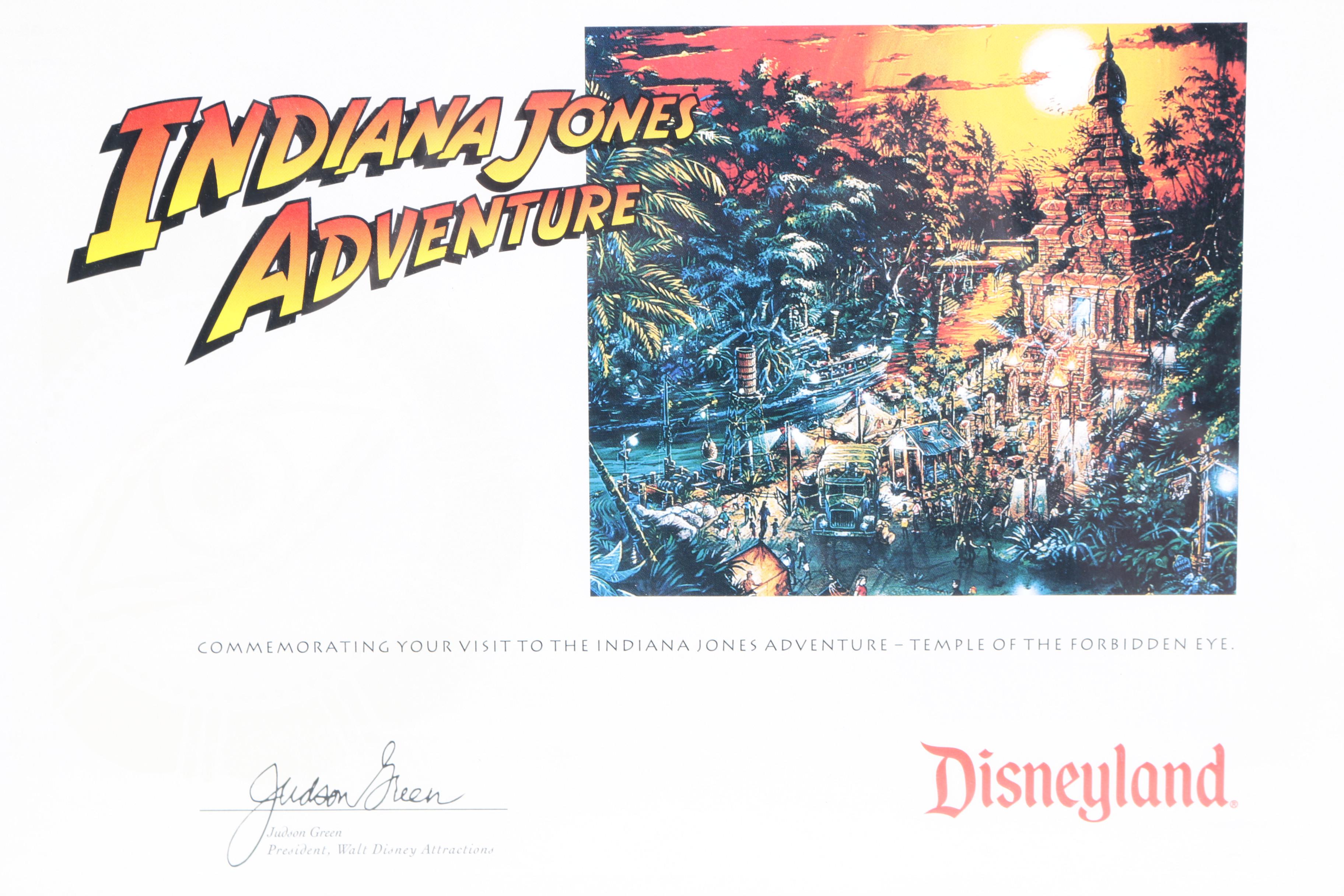 Disneyland Indiana Jones Adventure Ride Framed Memorabilia