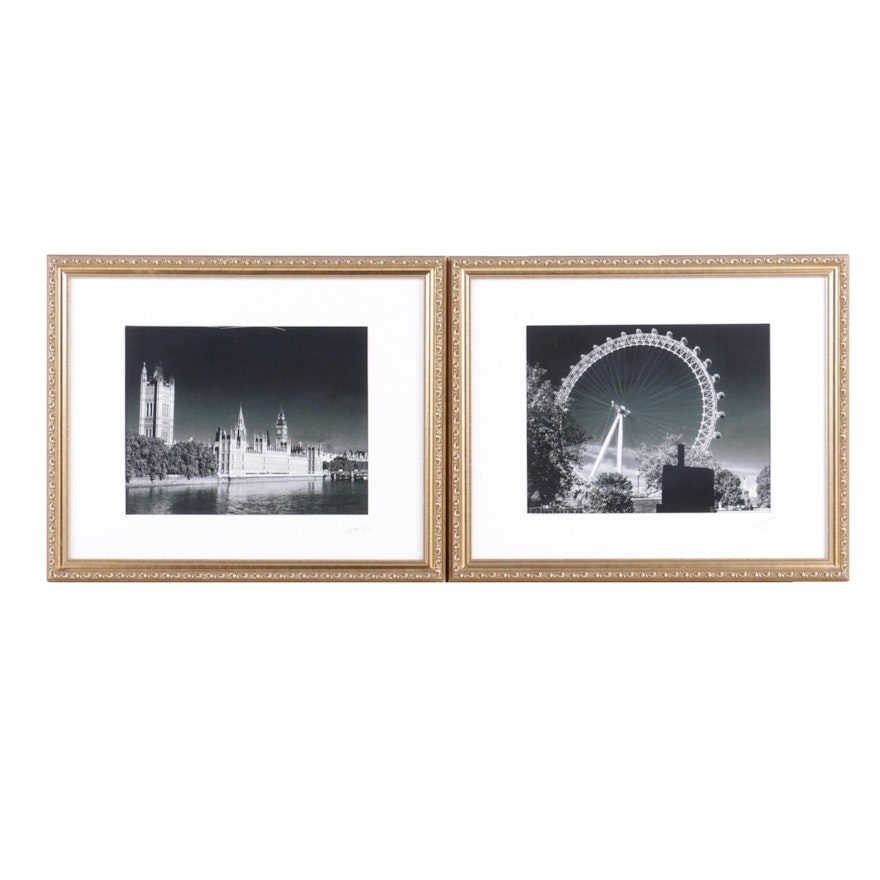 Set of Two Black and White Photographs of London Landmarks