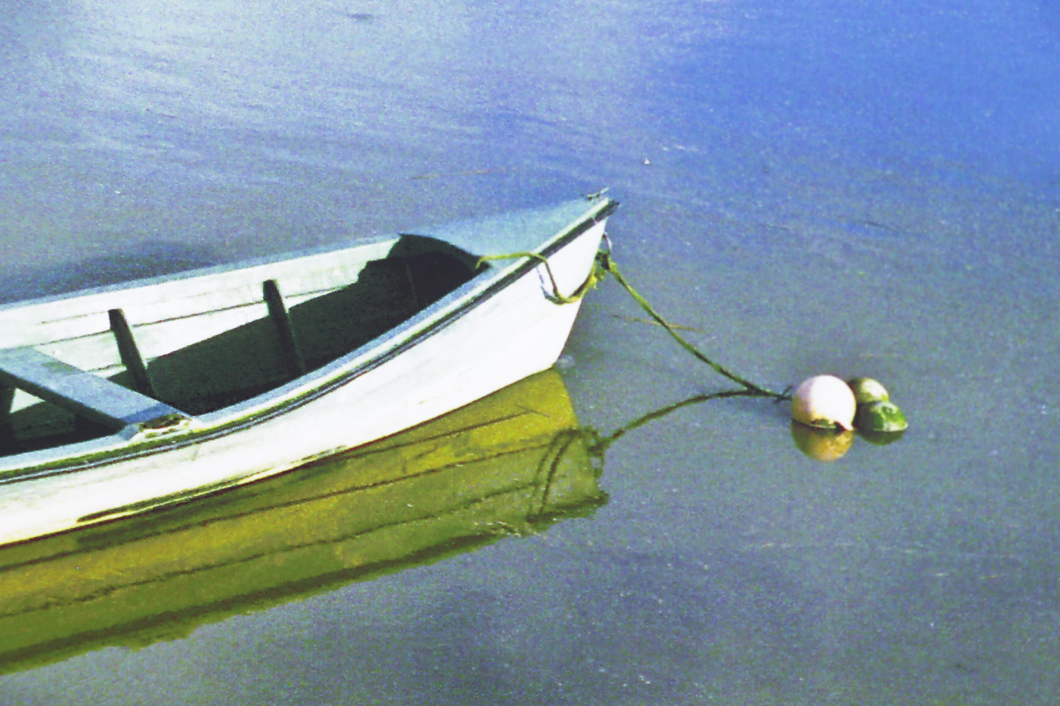 Color Photograph of Isolated Boat on Lake