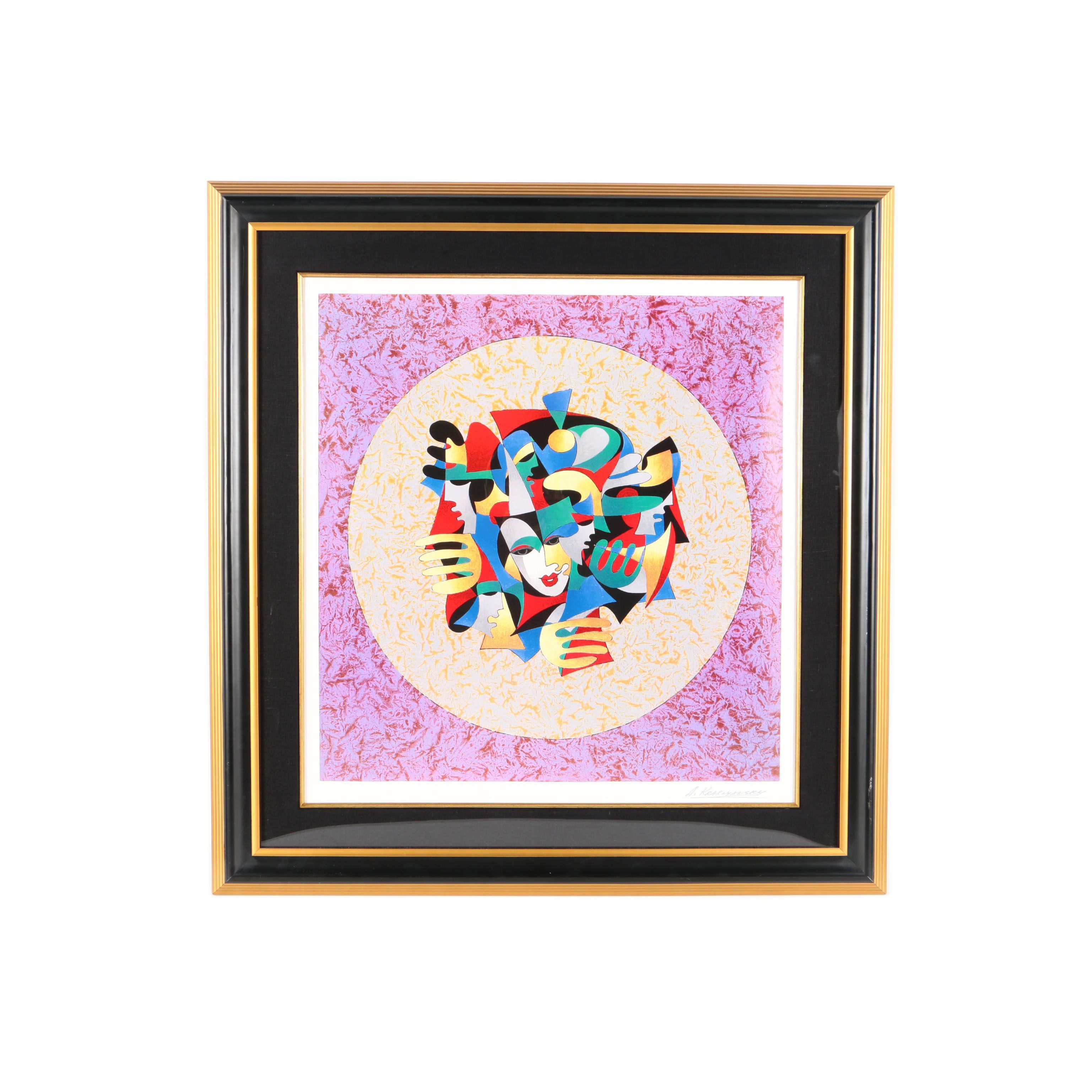 Seriolithograph on Paper After Anatole Krasnyansky "Musical Sphere"