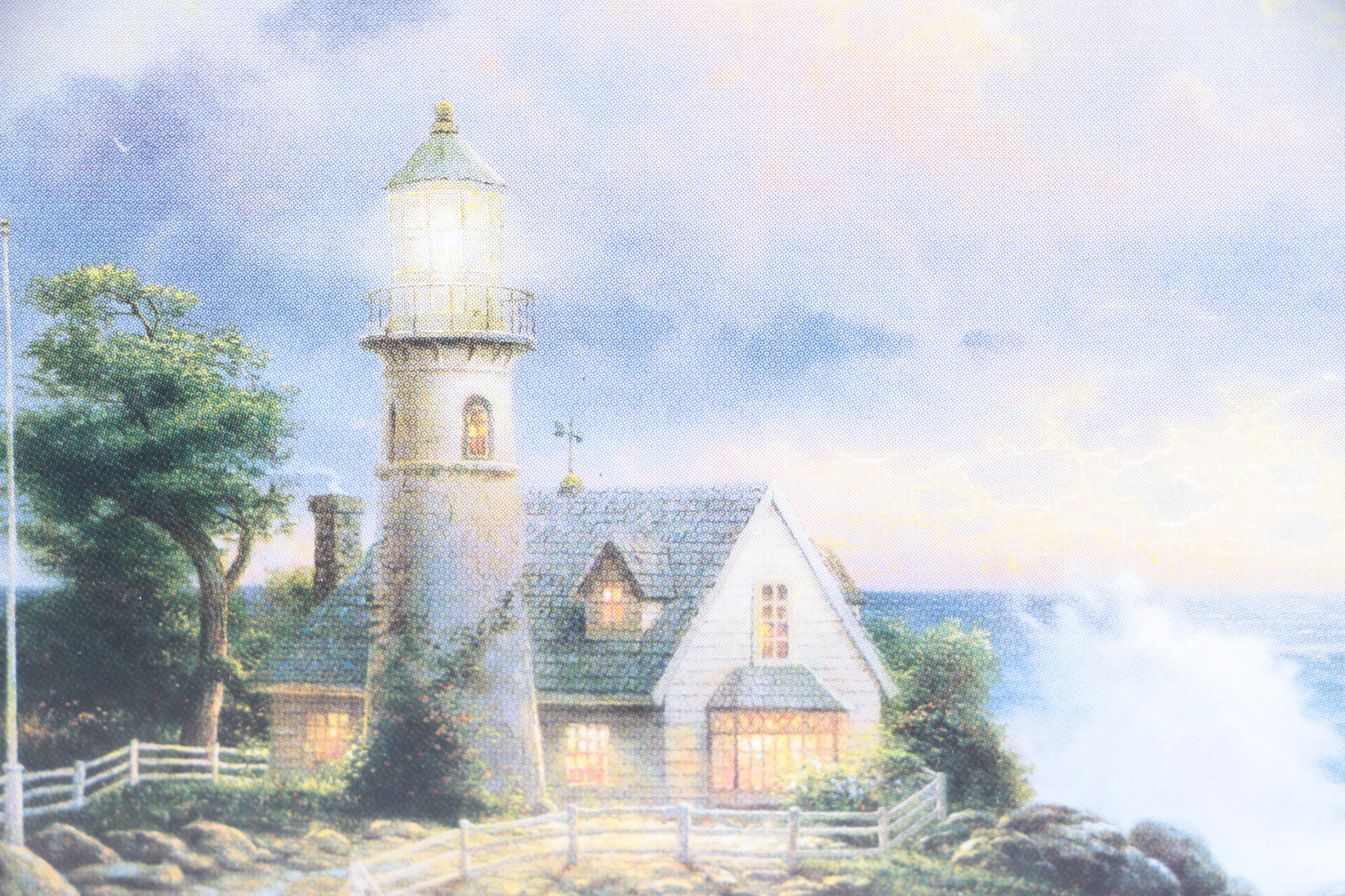 Reproduction Prints After Thomas Kinkade of a Lighthouse and Cottage