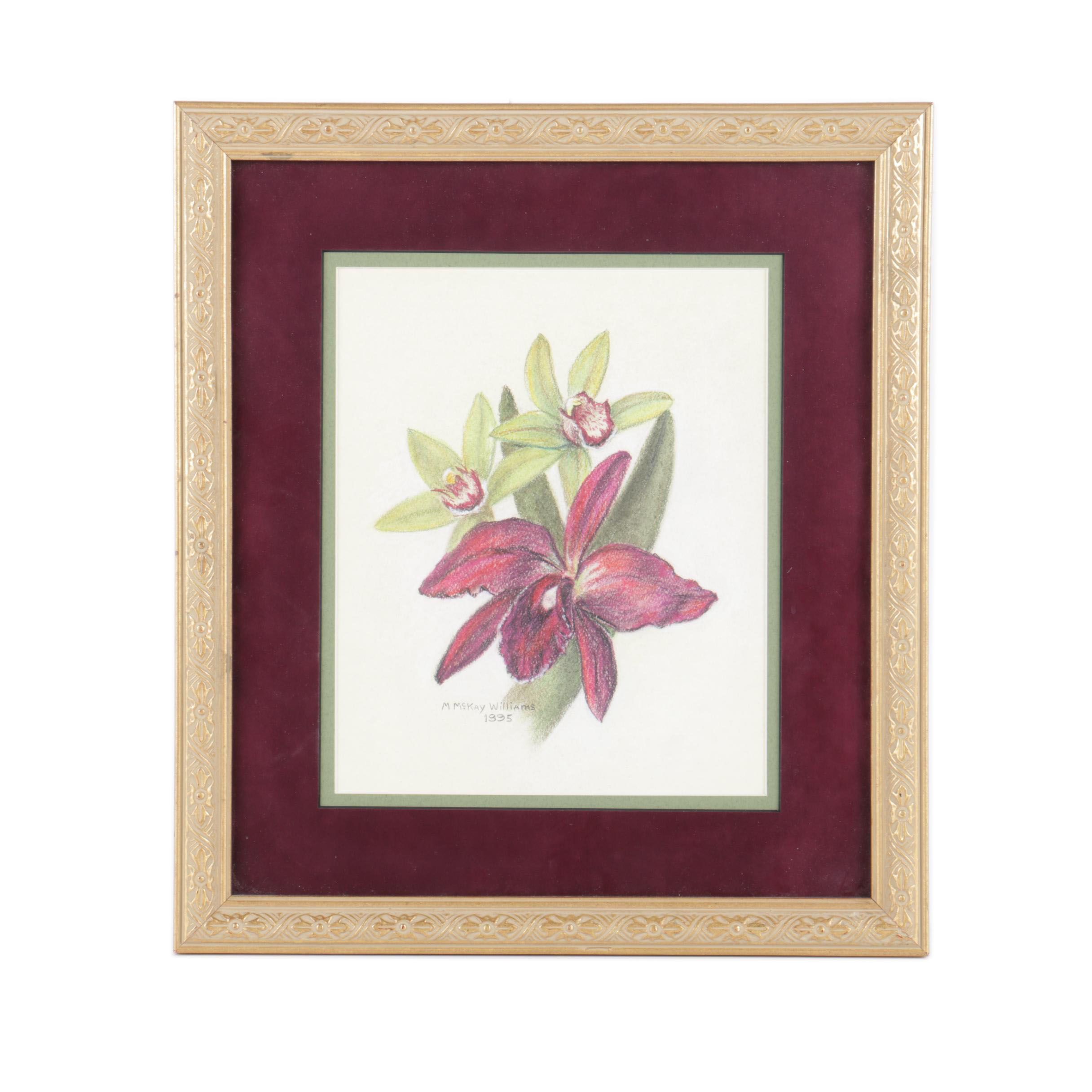 M. McKay Williams Pastel on Paper of Flowers