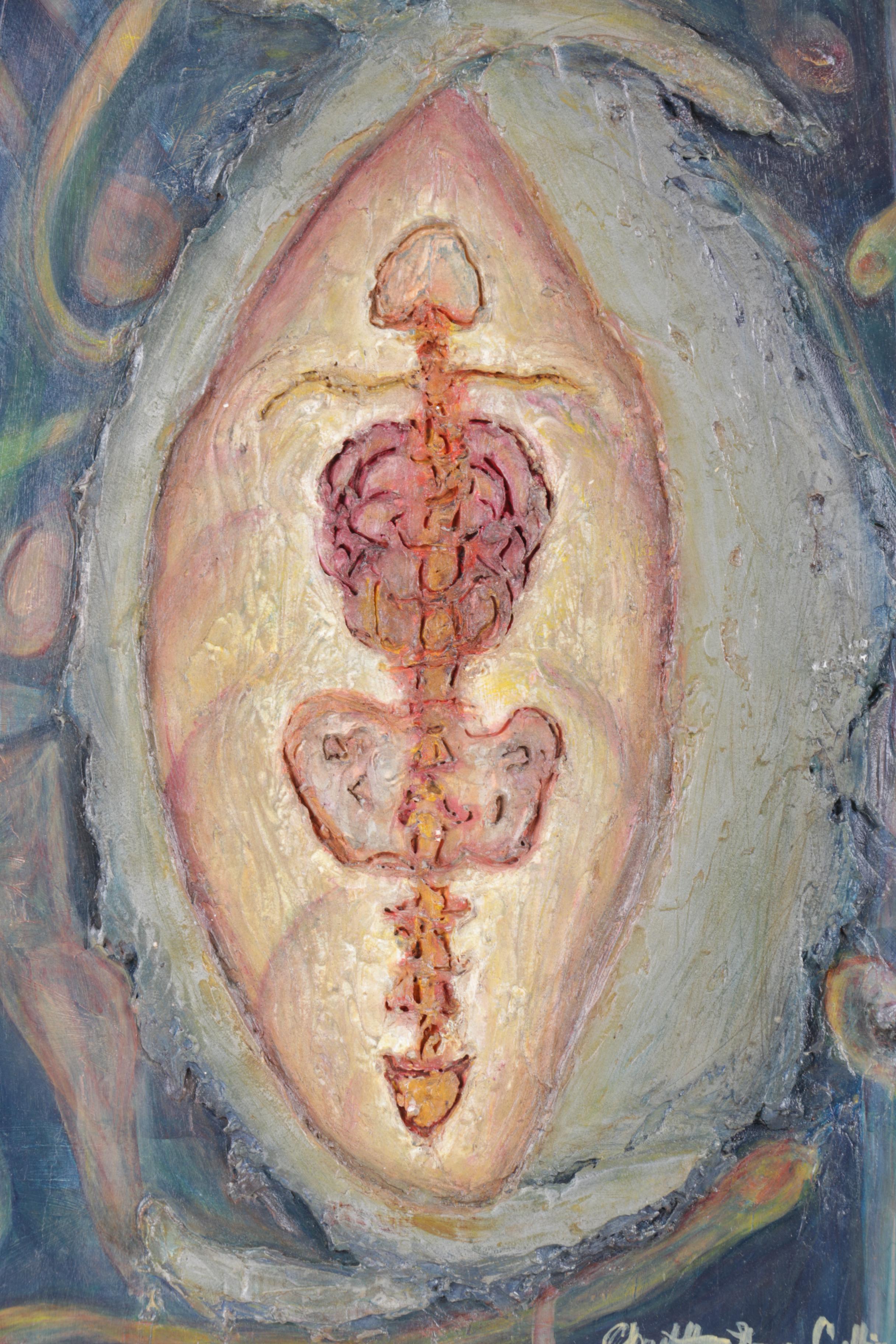 Charlotte Lowry Collins Mixed Media Painting on Board "Inner Core"