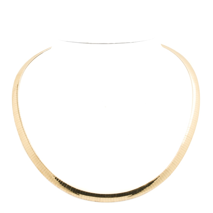 14K White and Yellow Gold Omega Necklace