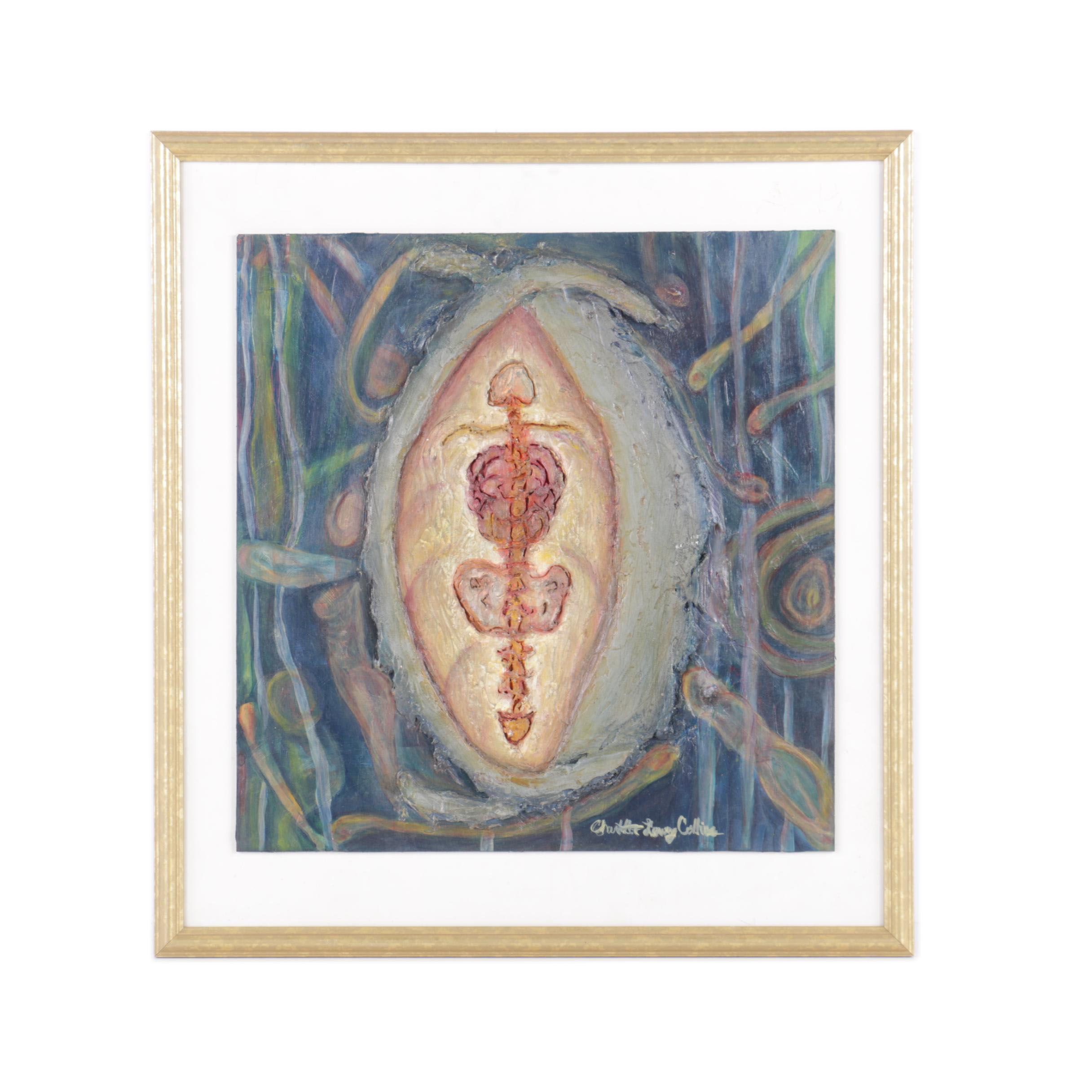 Charlotte Lowry Collins Mixed Media Painting on Board "Inner Core"