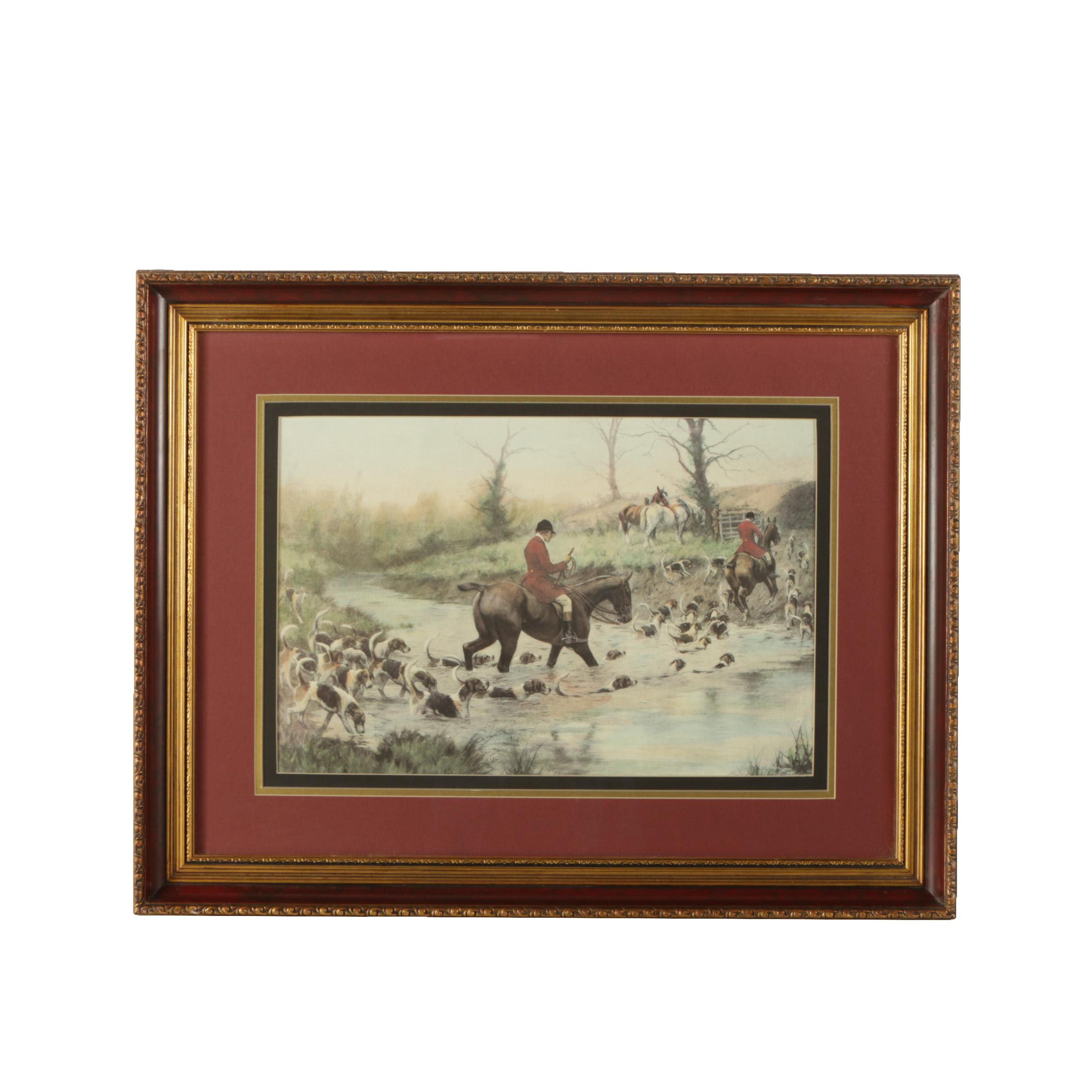 Offset Lithograph after George Wright "Crossing the Ford"