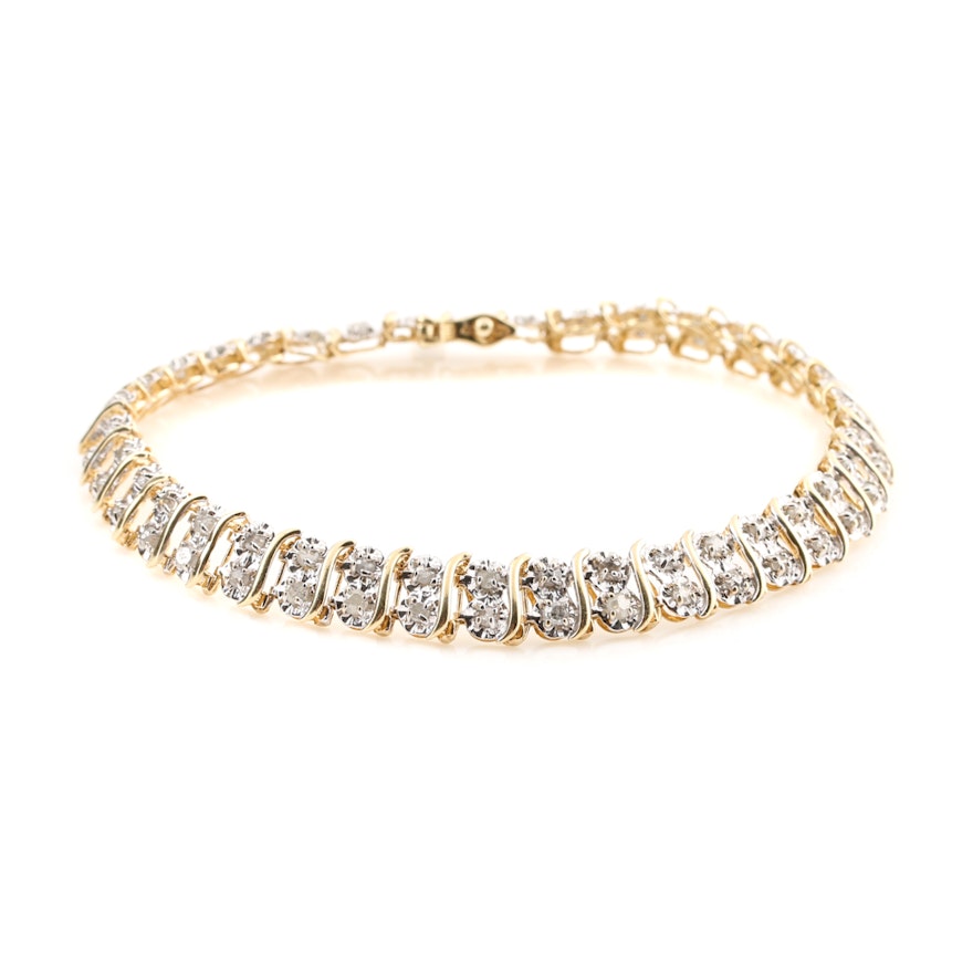 10K Yellow and White Gold 1.96 ctw Diamond Link Bracelet