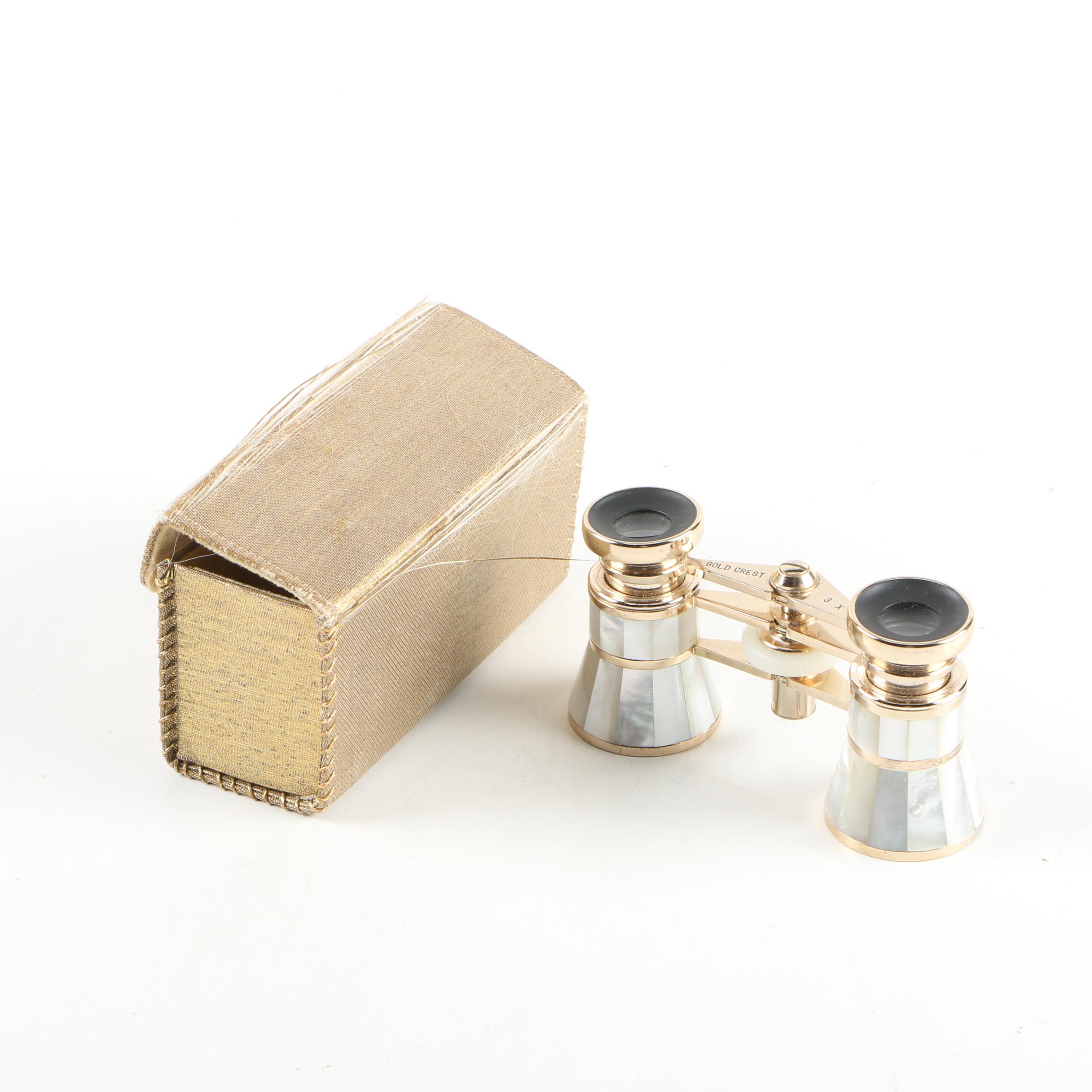 Gold Crest Opera Glasses in Case