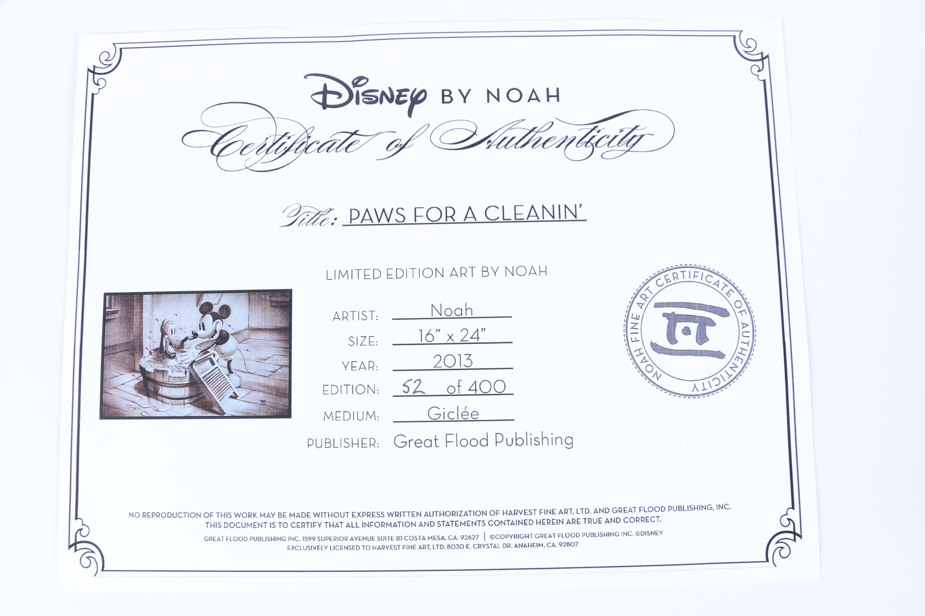 Noah Limited Edition Reproduction Print "Paws For A Cleanin'"
