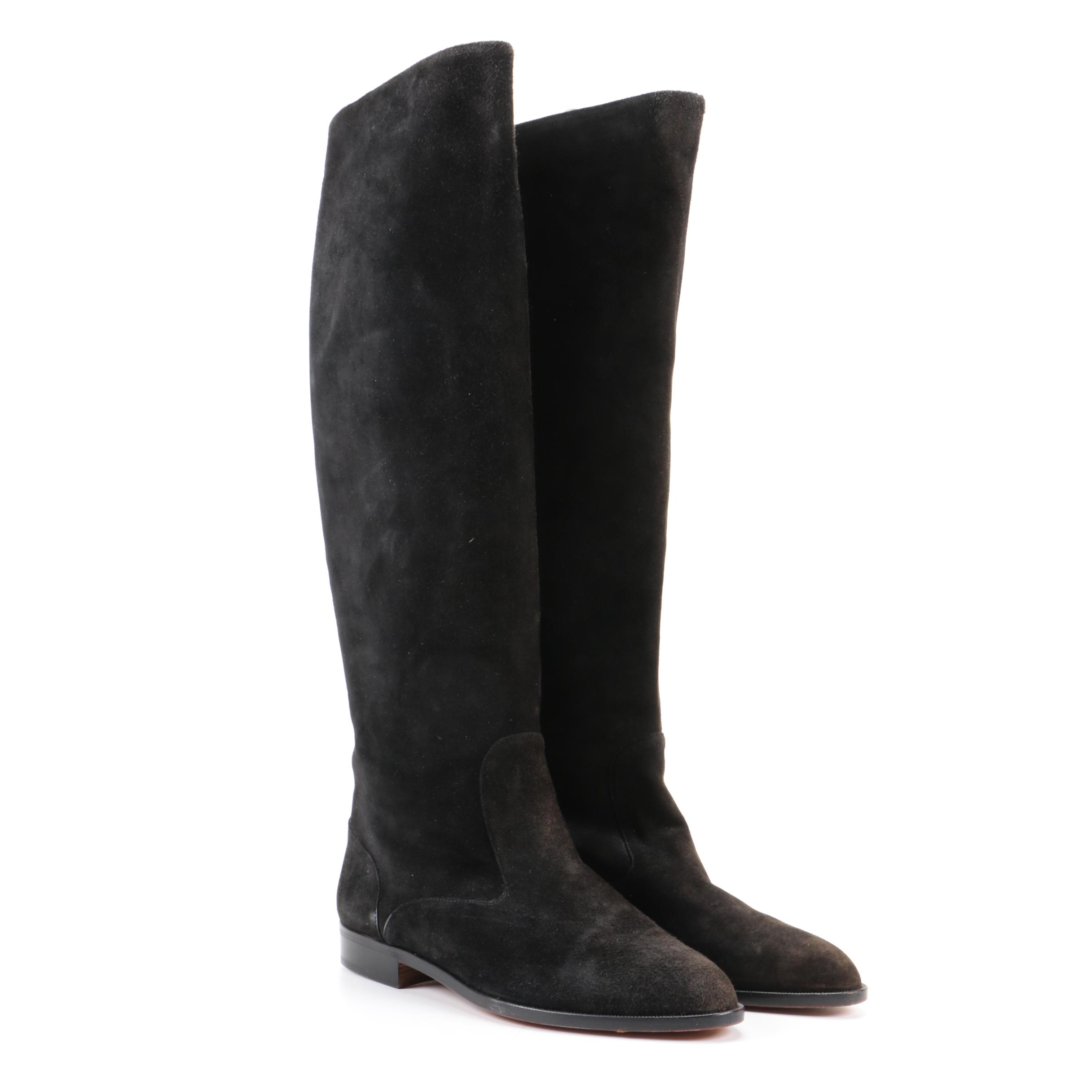 Manolo Blahnik Equestrian Style Suede Boots