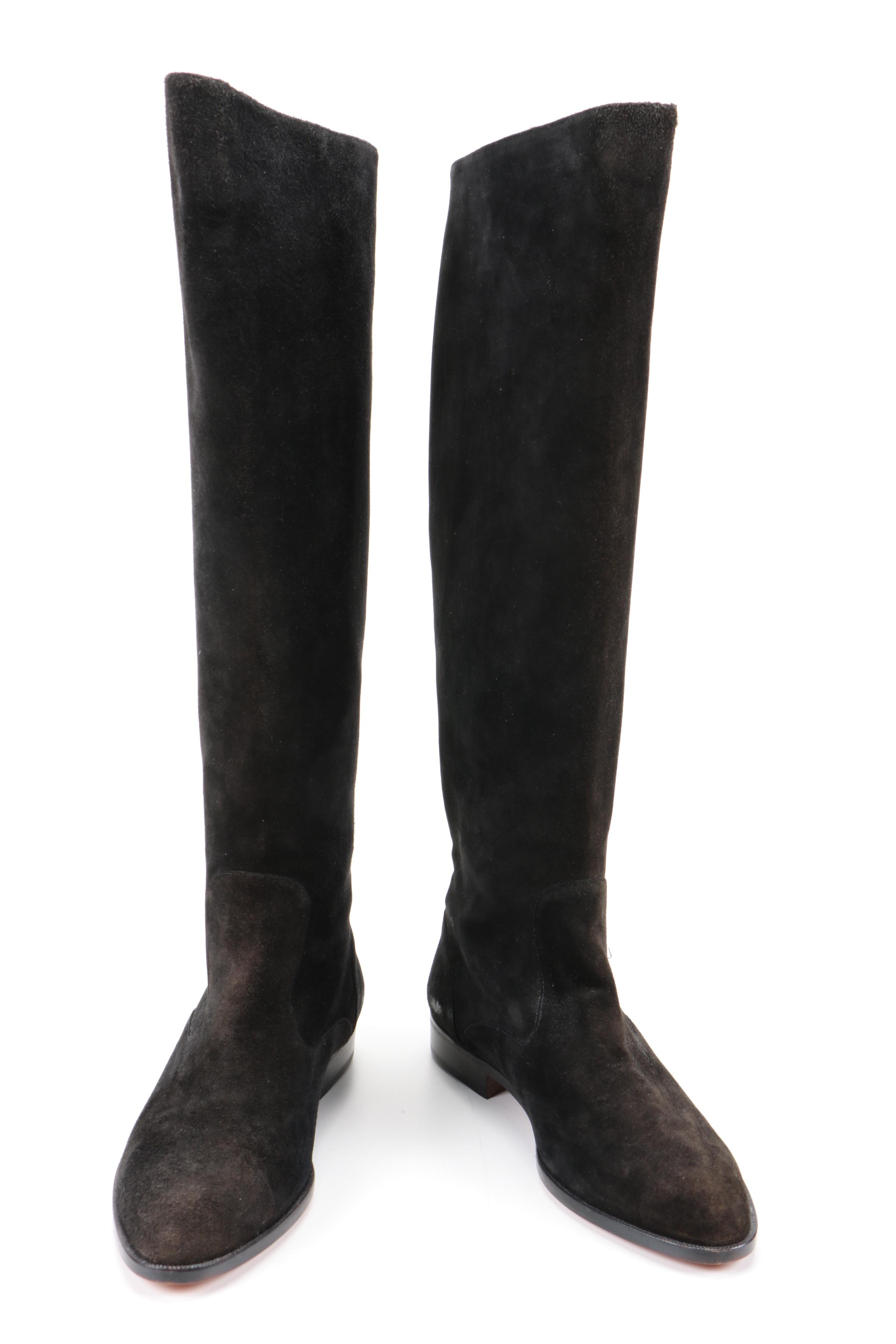 Manolo Blahnik Equestrian Style Suede Boots