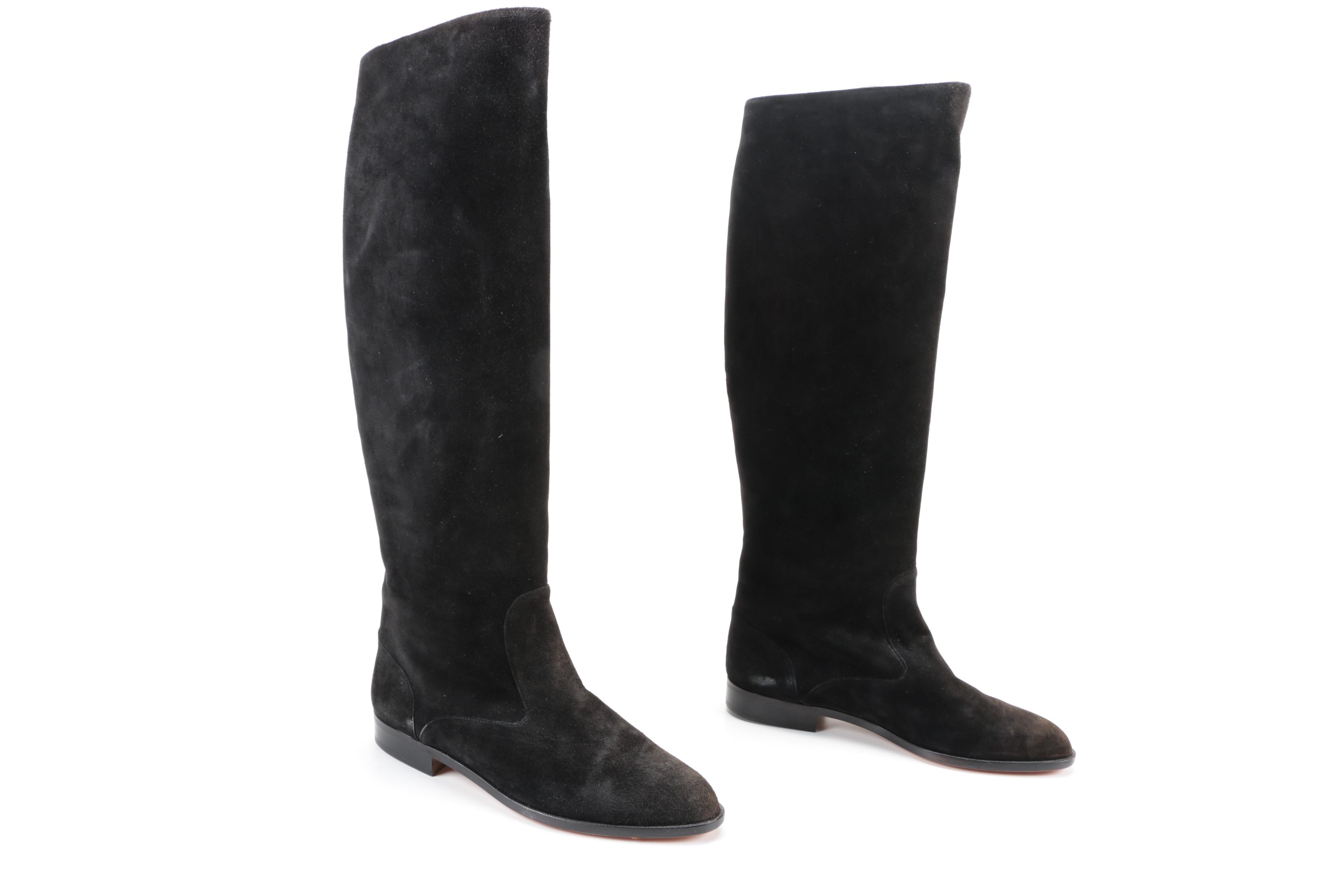 Manolo Blahnik Equestrian Style Suede Boots