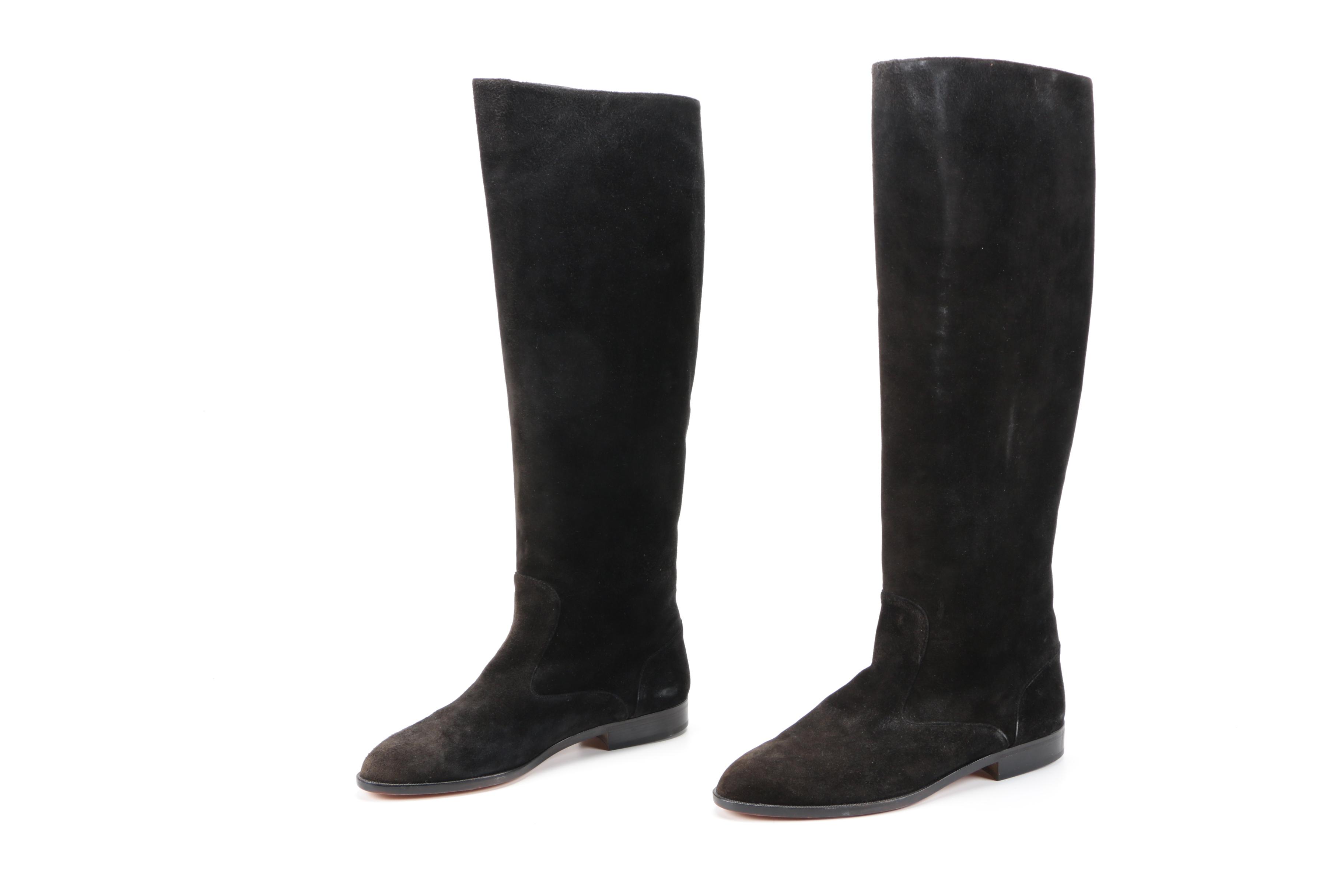 Manolo Blahnik Equestrian Style Suede Boots