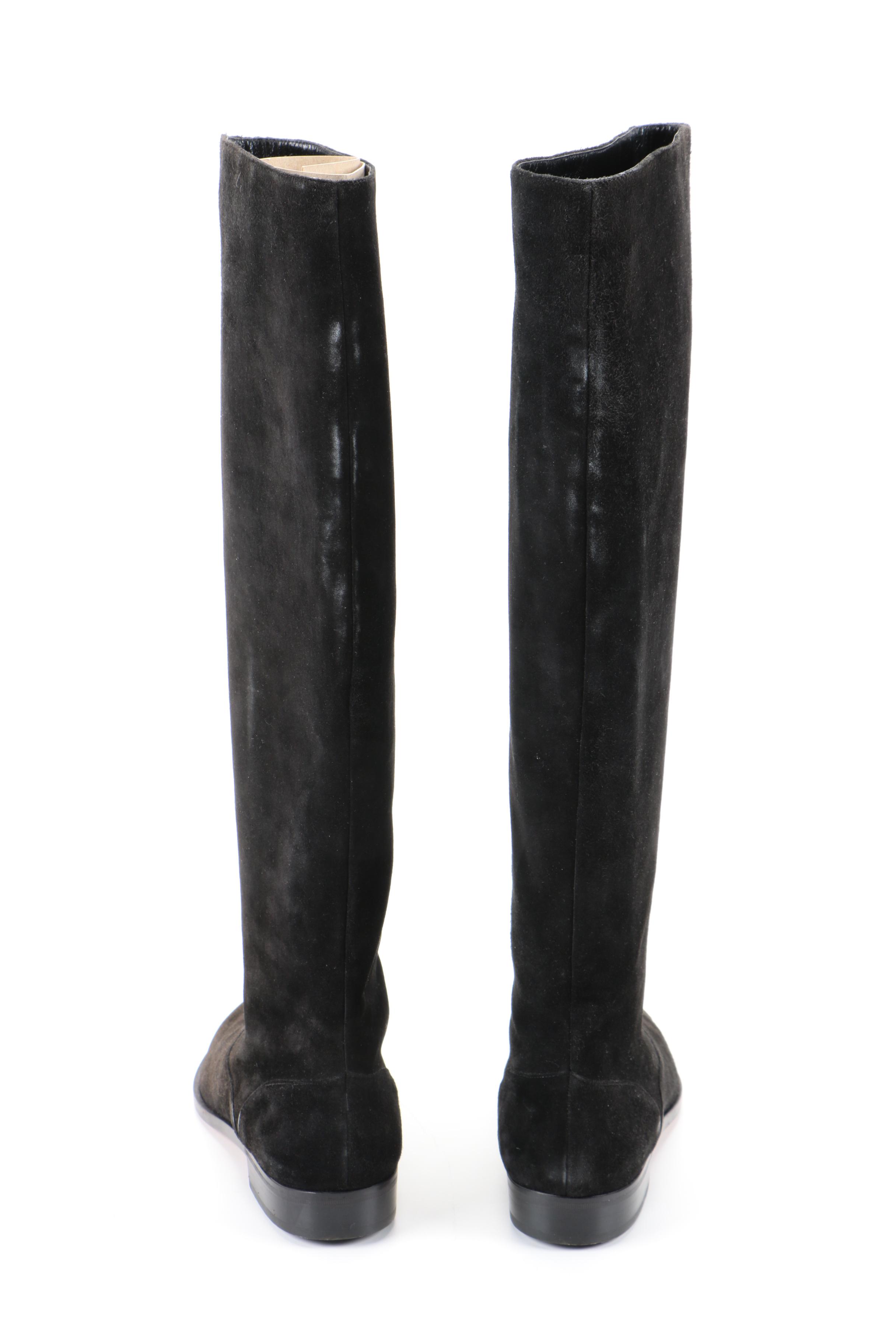 Manolo Blahnik Equestrian Style Suede Boots