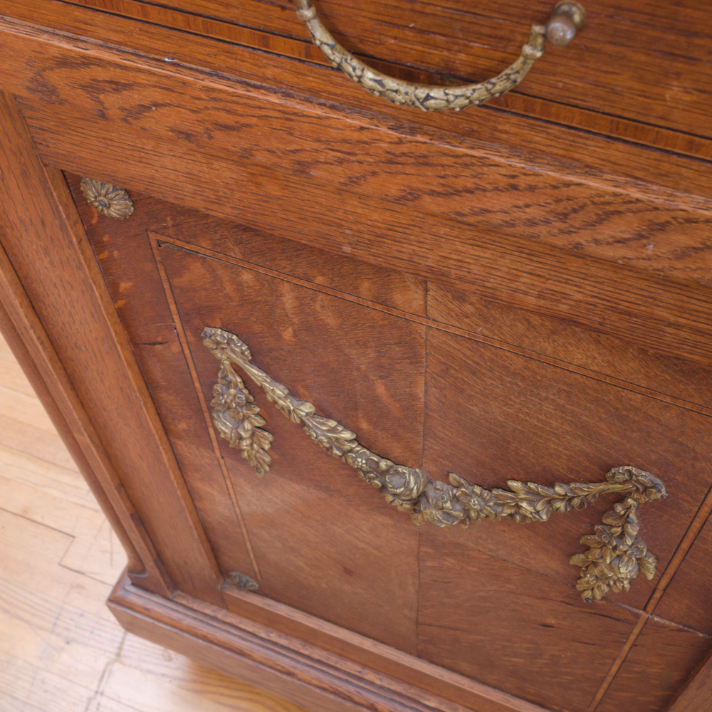 French Art Nouveau Oak Buffet with Gilt-Bronze Mounts