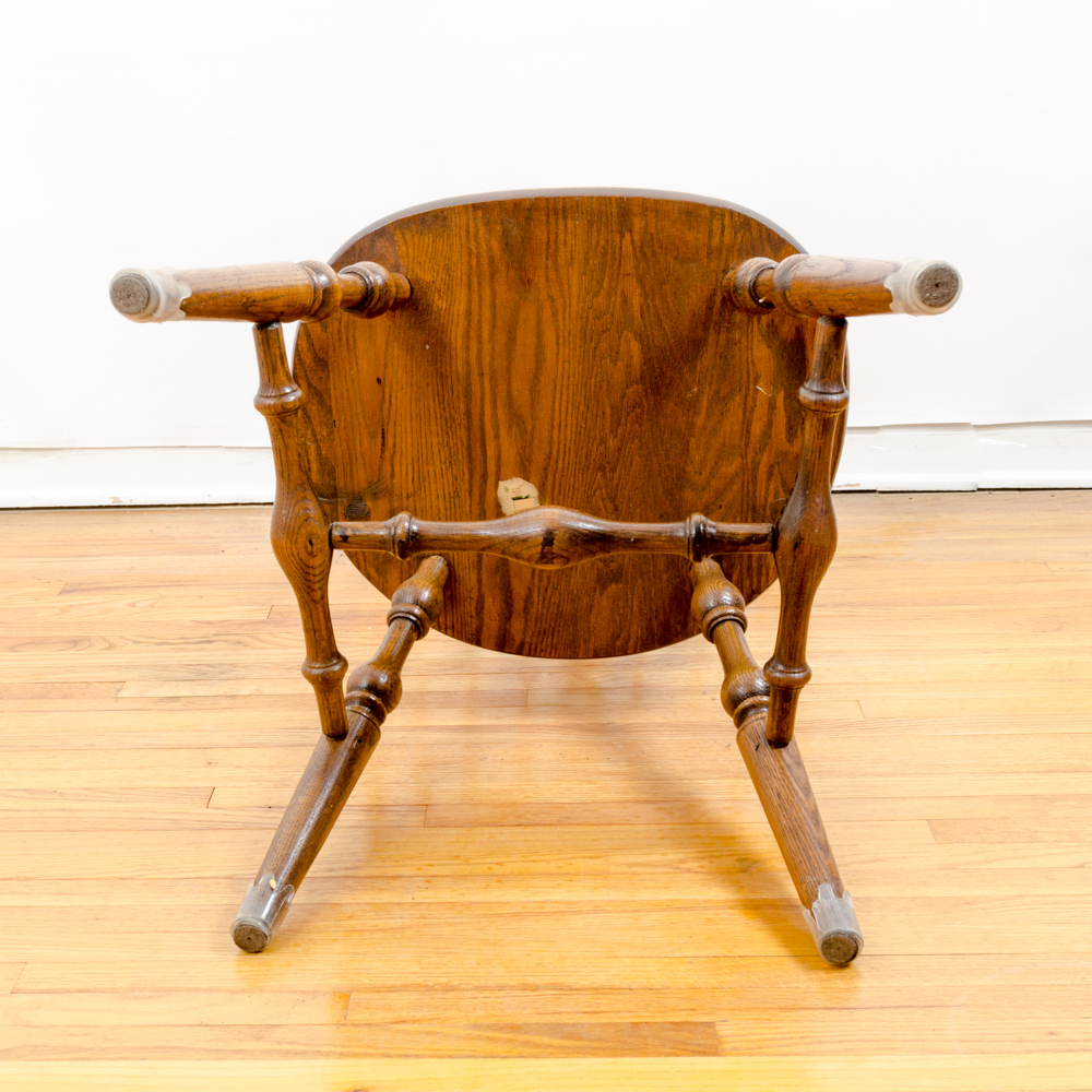 Oak Pedestal Table with Windsor Style Dining Chairs