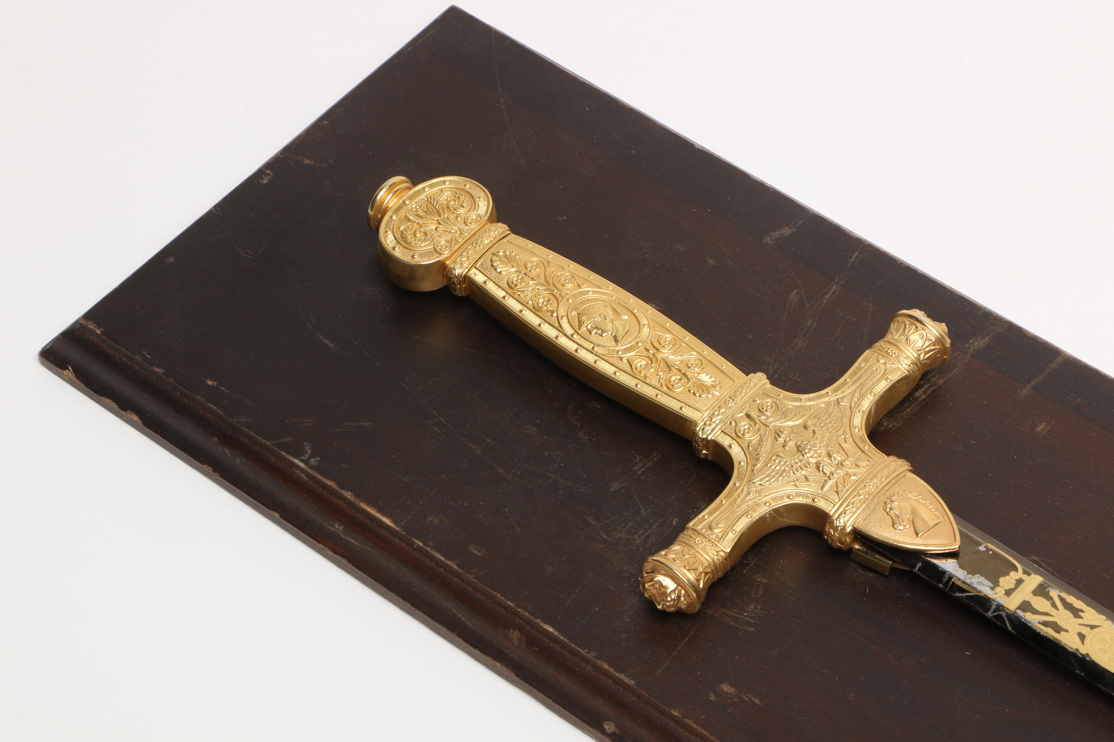 Franklin Mint Replica Napoleon Coronation Sword on Wooden Mount
