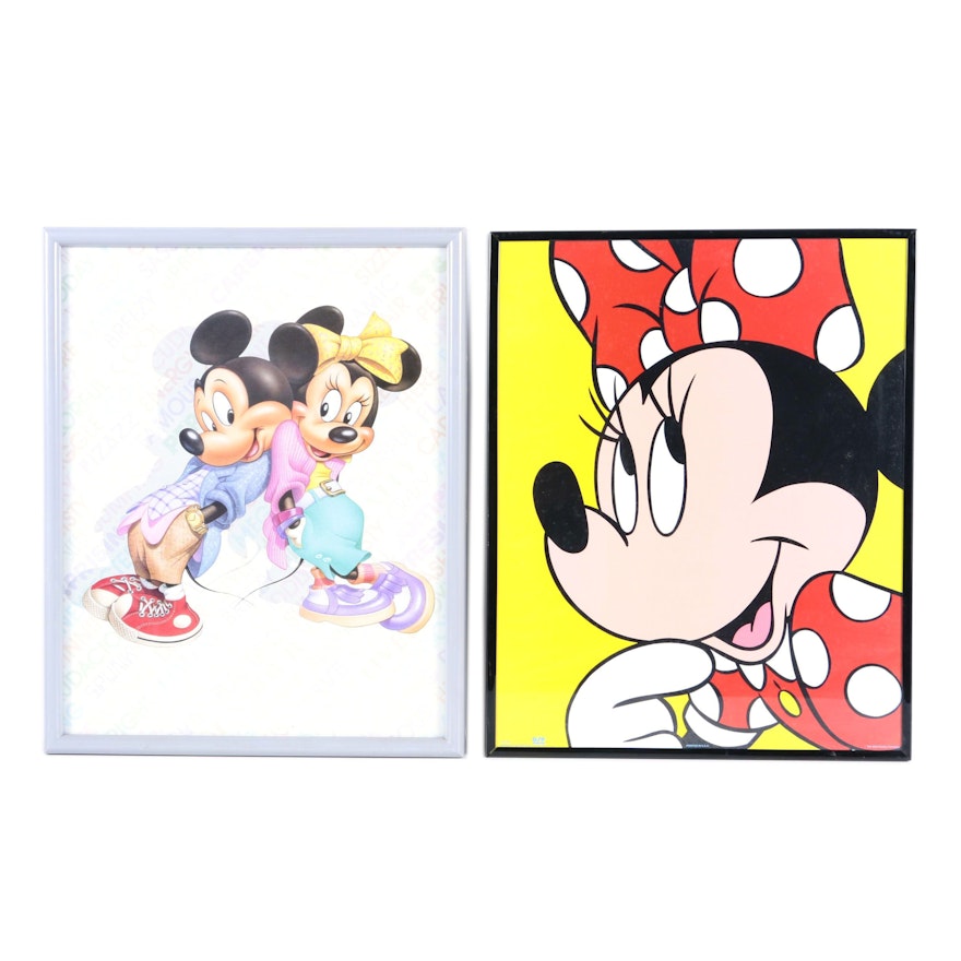 Two Mickey and Minnie Mouse Reproduction Prints