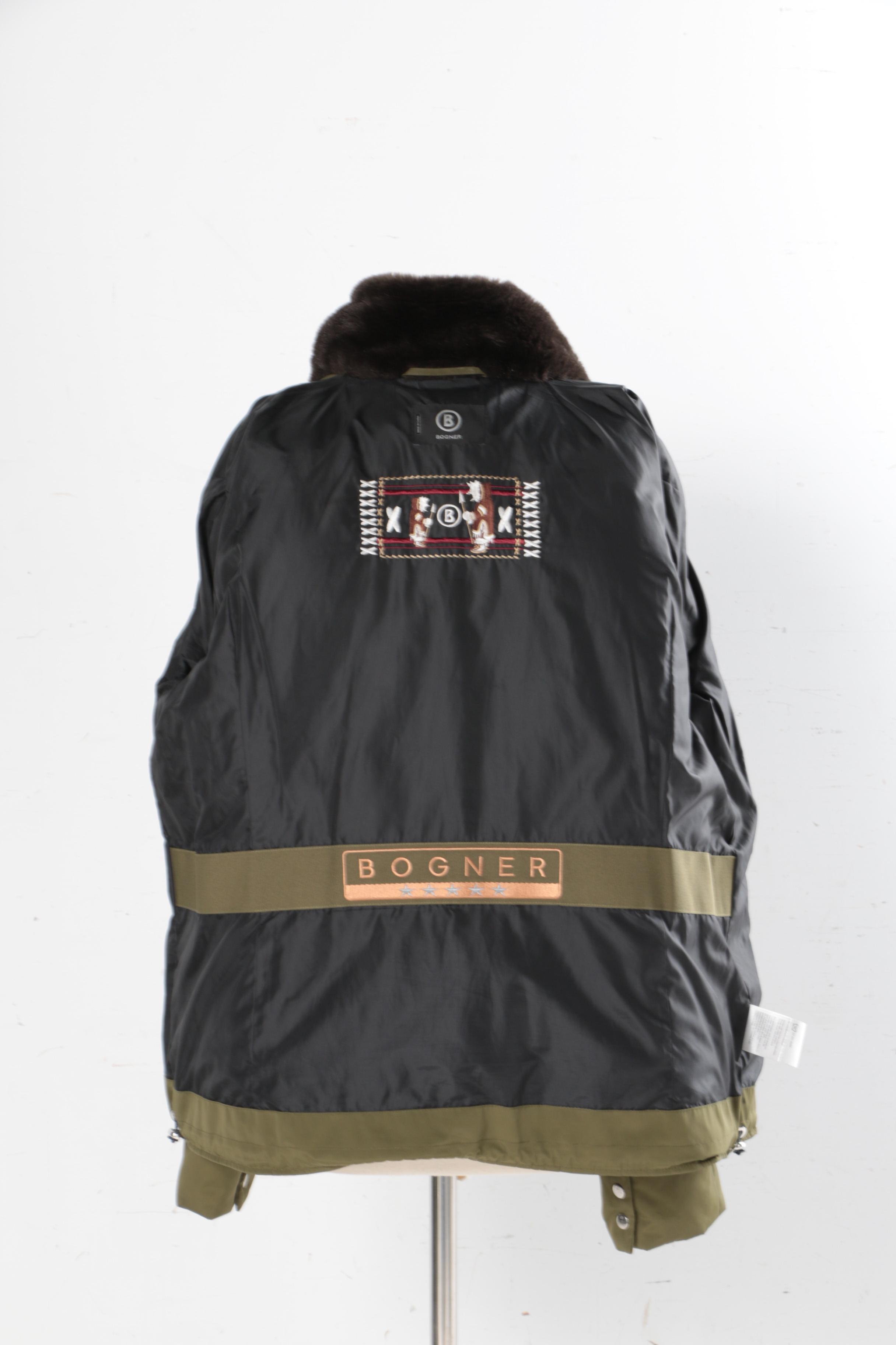 Women's Bogner Green Polyester Coat with Faux Fur Collar