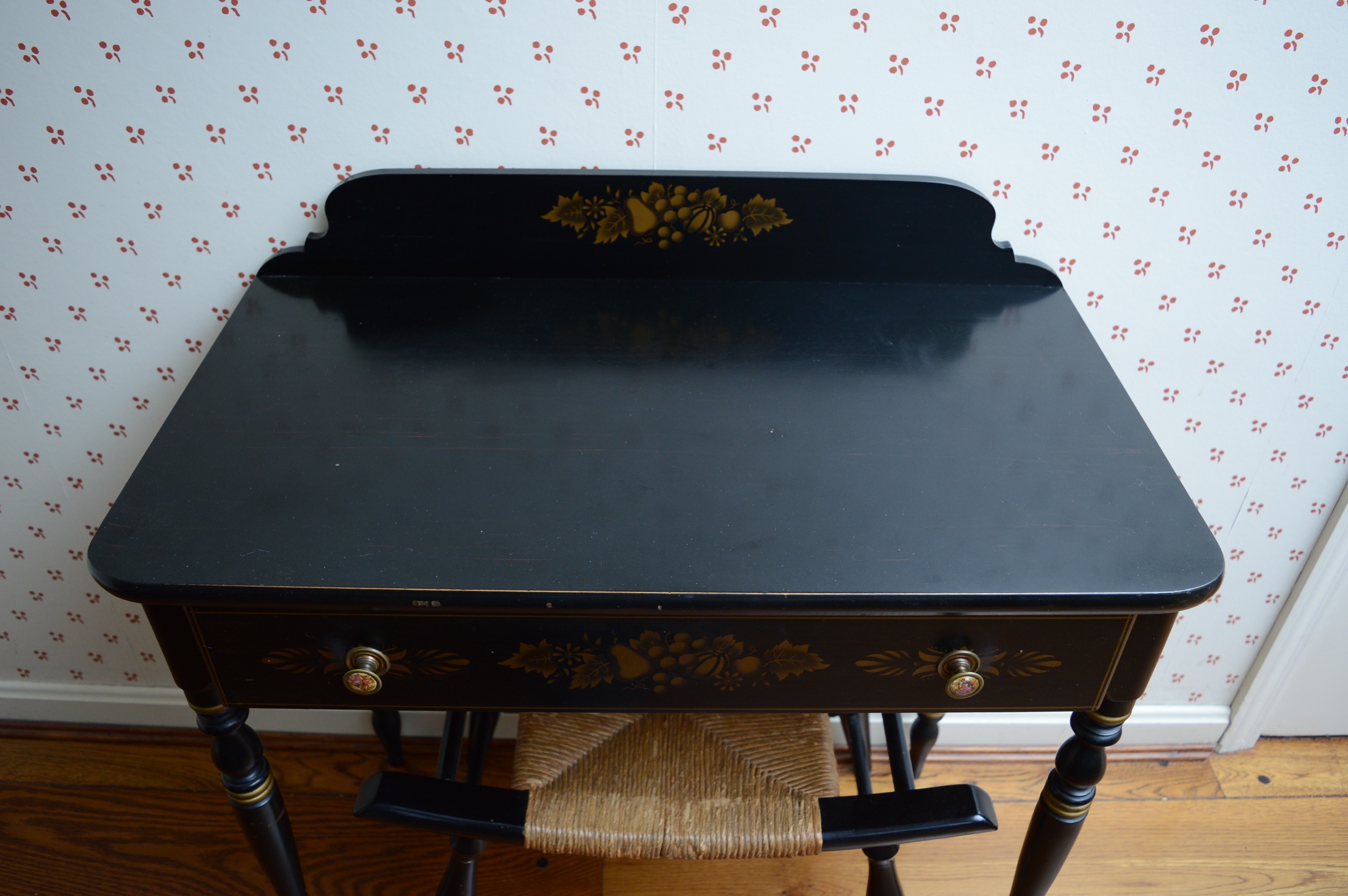 Vintage Hitchcock Style Writing Desk and Stool