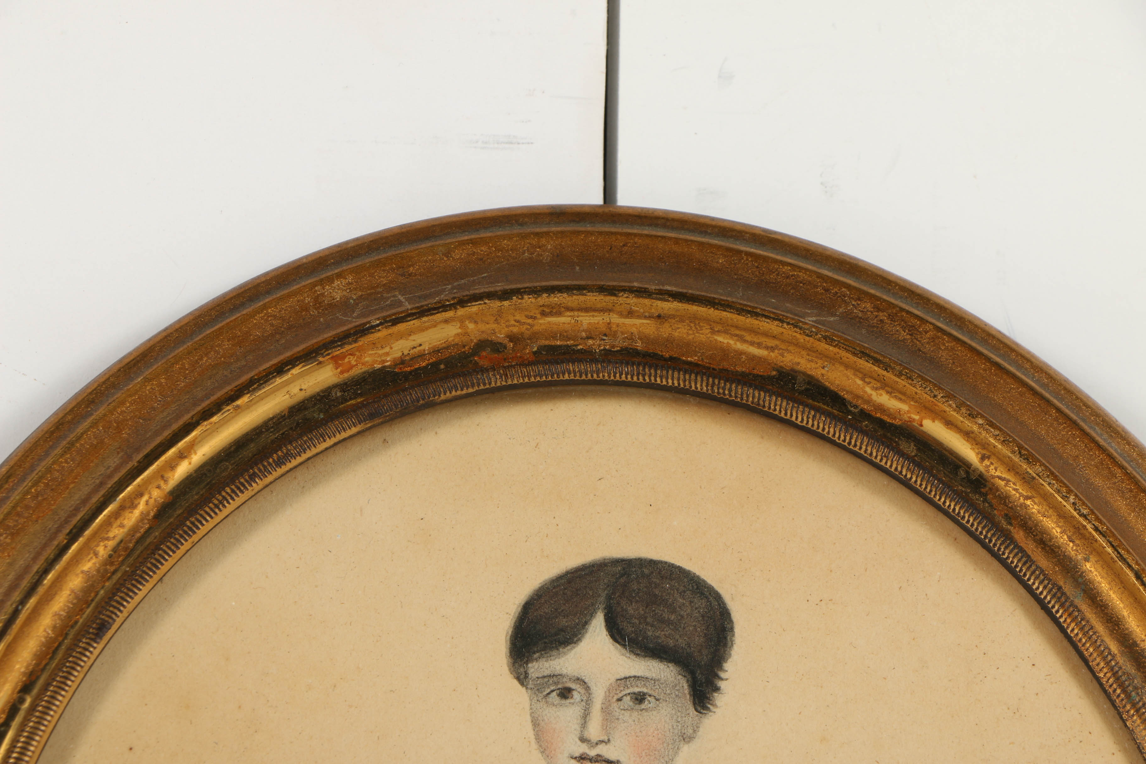 Pair of 19th-Century Gouache Folk Art Portraits on Paper