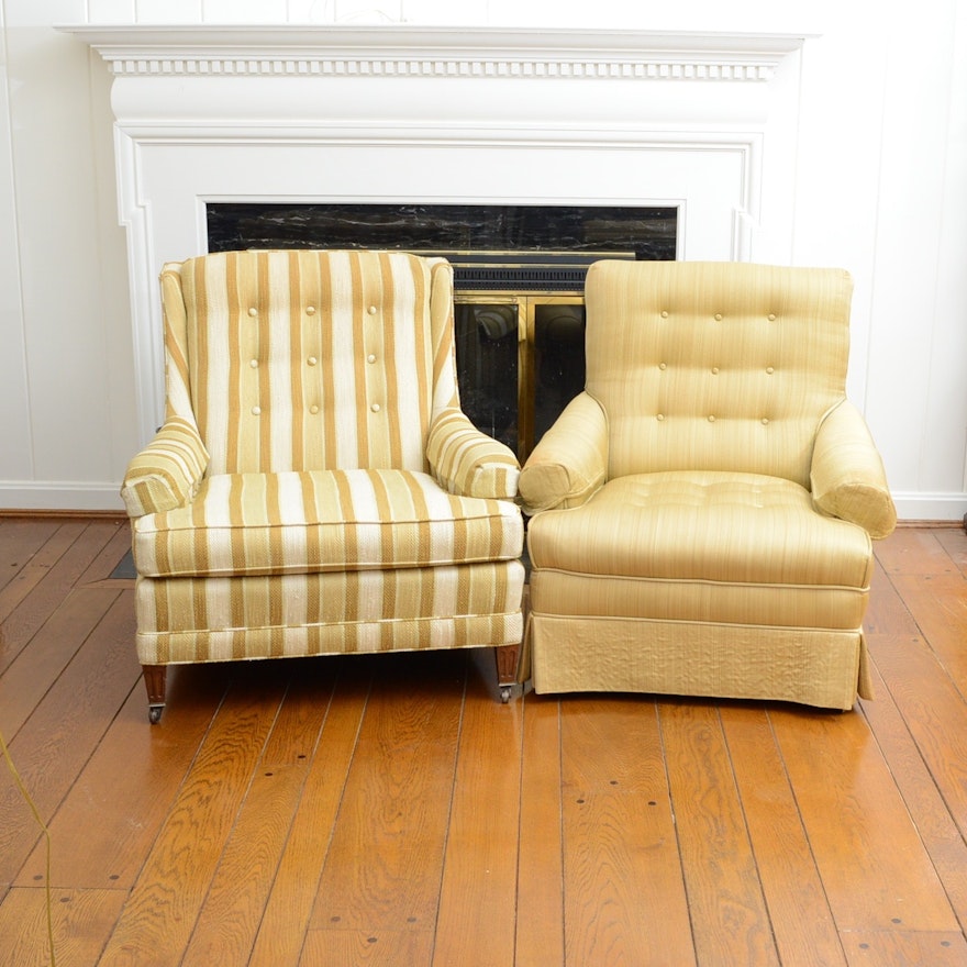 Two Vintage Occasional Chairs on Casters