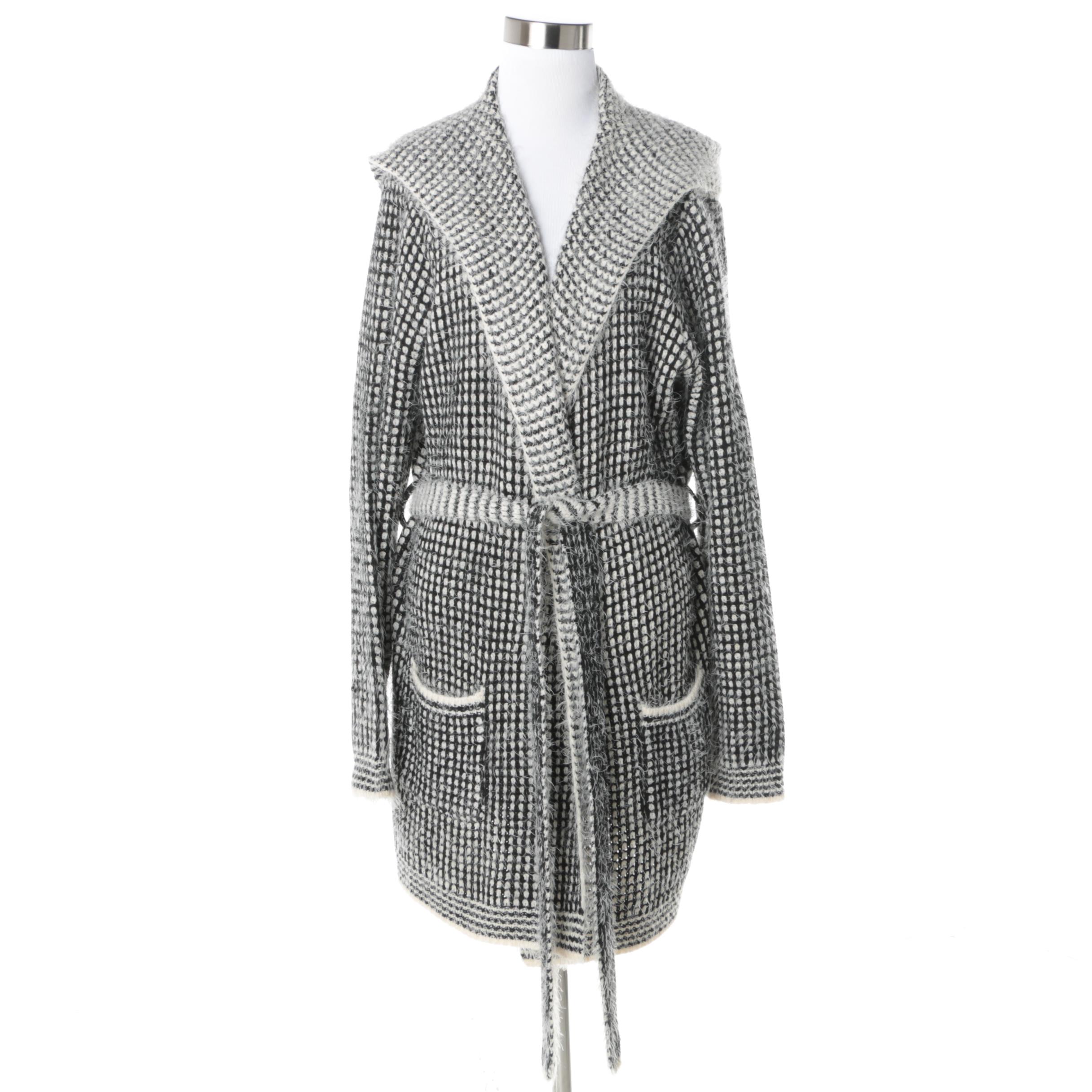 Women's Eyn Black and White Hooded Cardigan