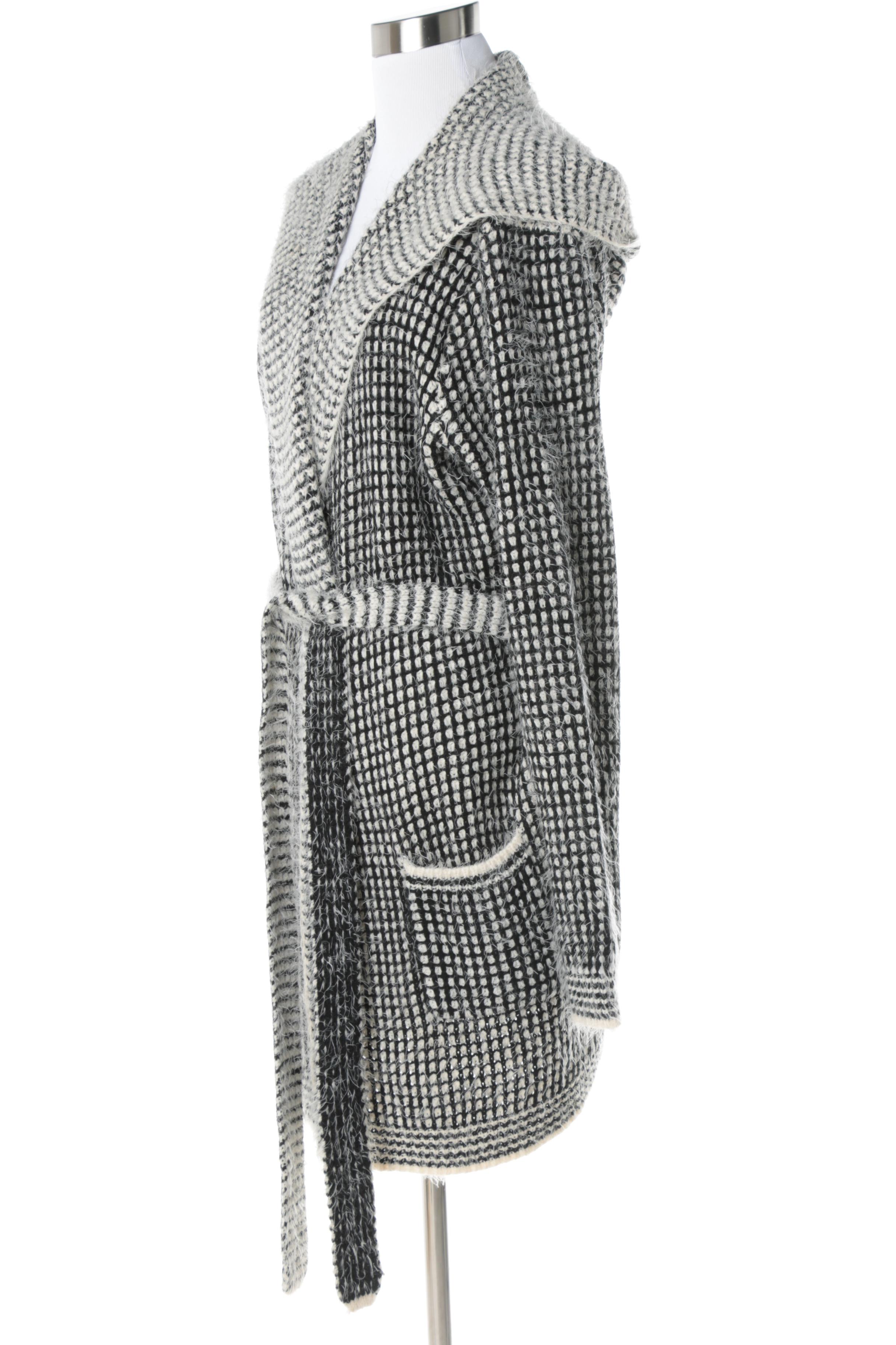 Women's Eyn Black and White Hooded Cardigan