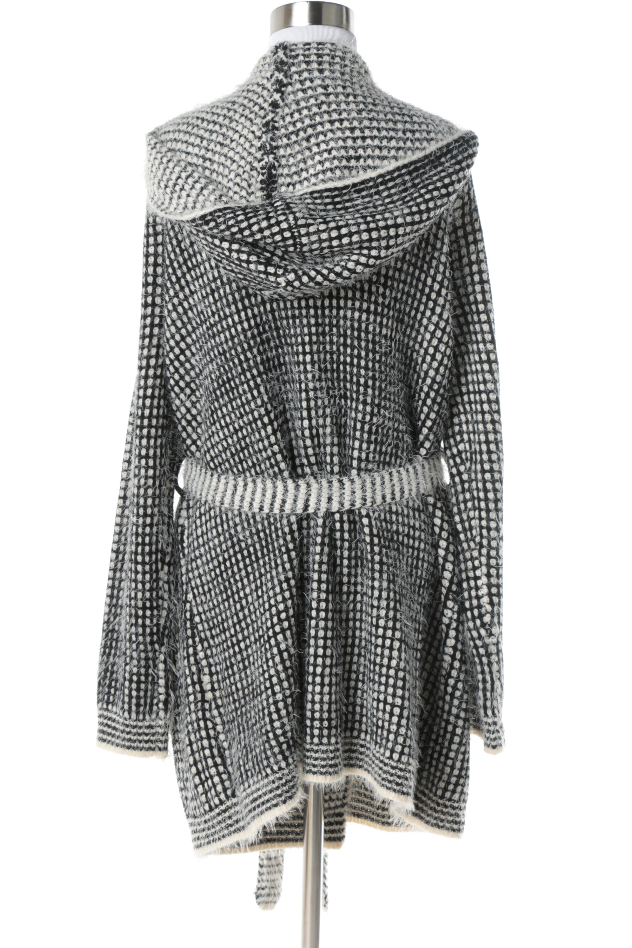 Women's Eyn Black and White Hooded Cardigan