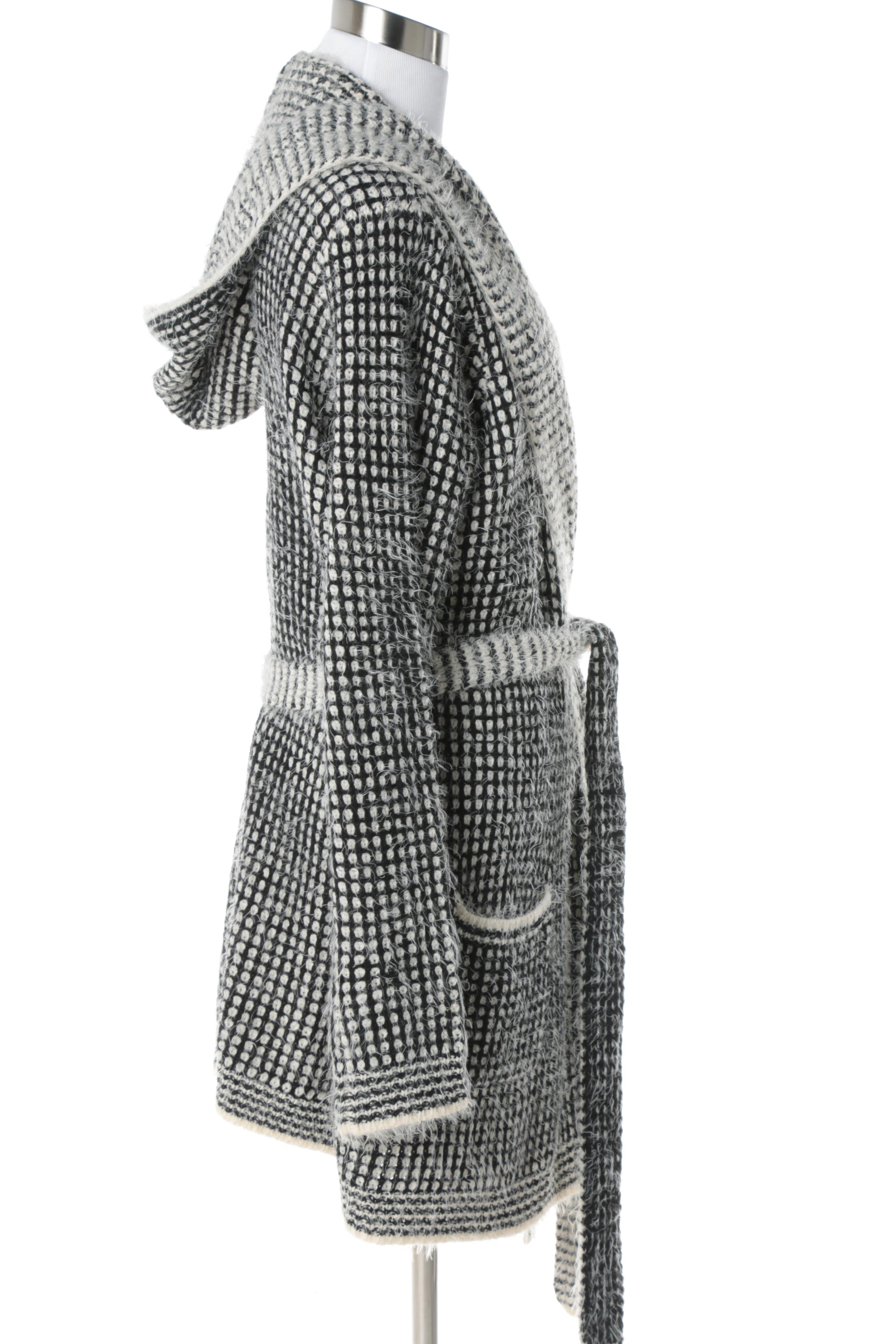 Women's Eyn Black and White Hooded Cardigan