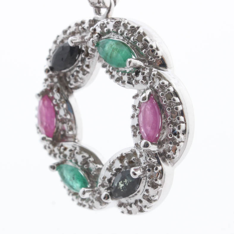 Sterling Silver Natural Gemstone Pendant Necklace