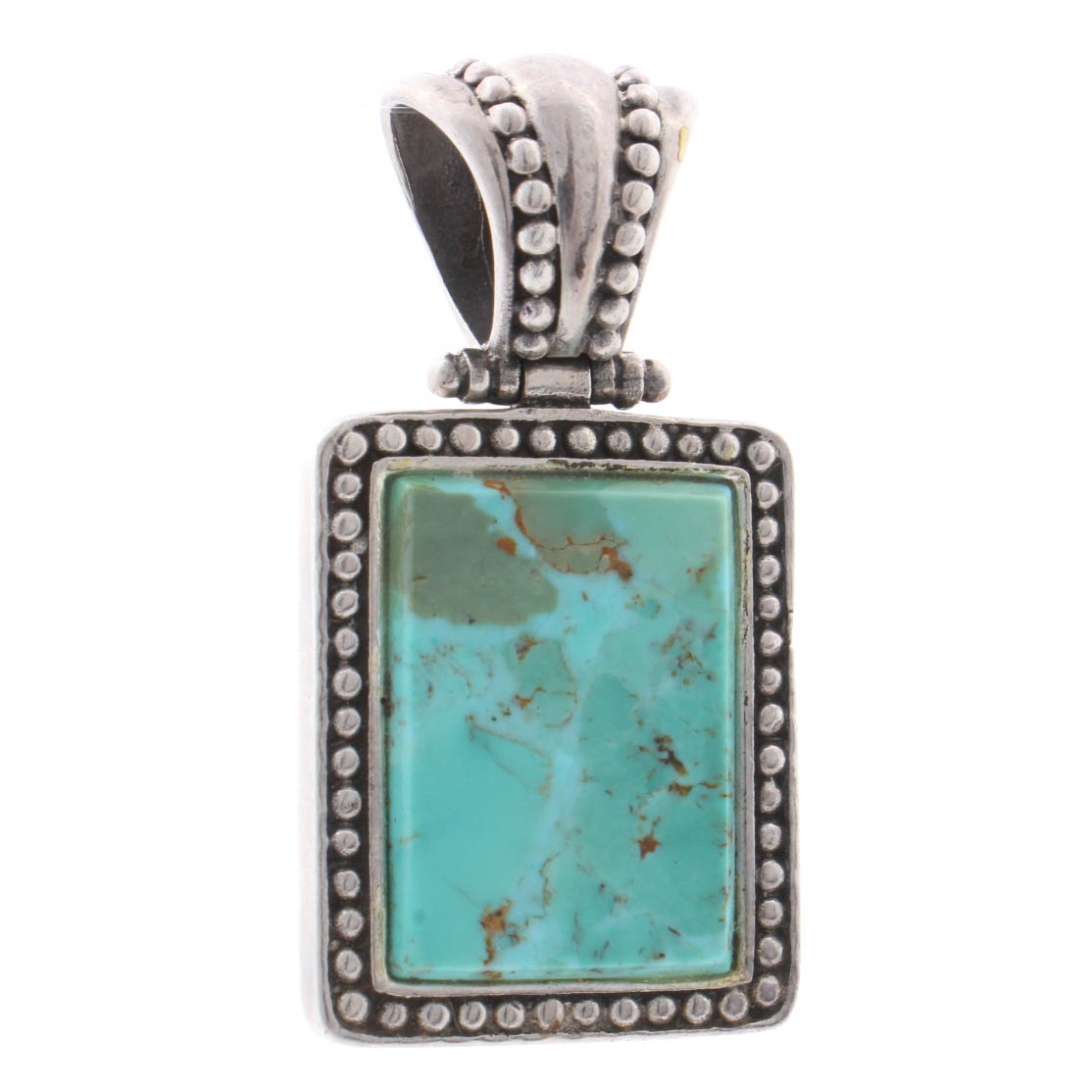 Silver Tone Beaded Imitation Turquoise Pendant