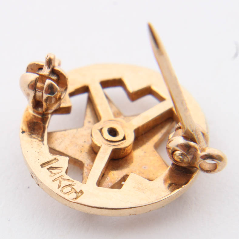 14K Yellow Gold Order of the Eastern Star Lapel Pin Pendant
