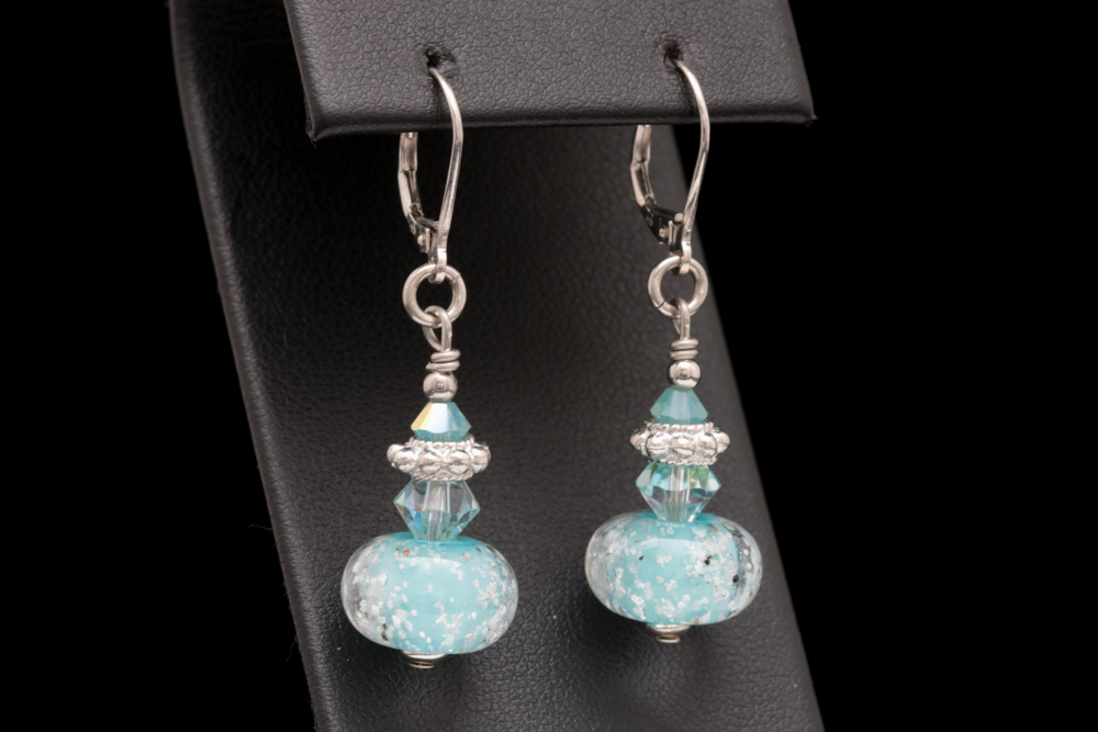 Sterling Silver, Crystal and Glass Bead Dangle Earrings