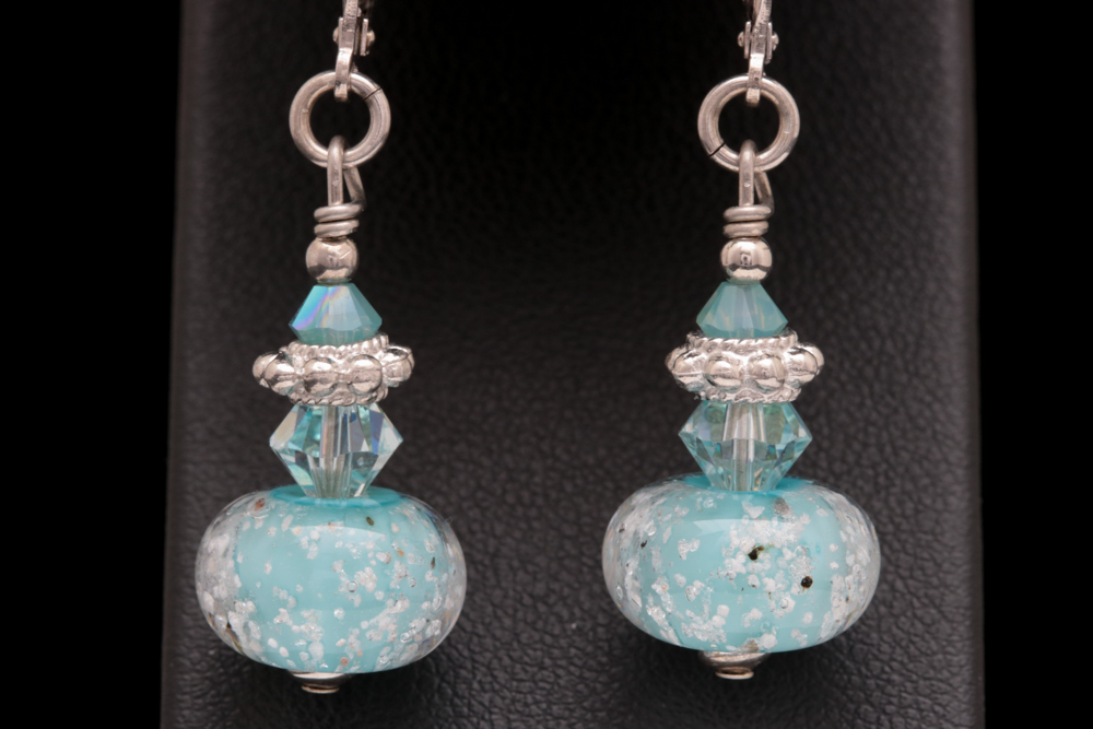 Sterling Silver, Crystal and Glass Bead Dangle Earrings