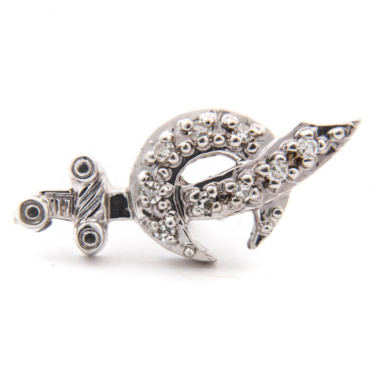 14K White Gold Diamond Shriner Lapel Pin
