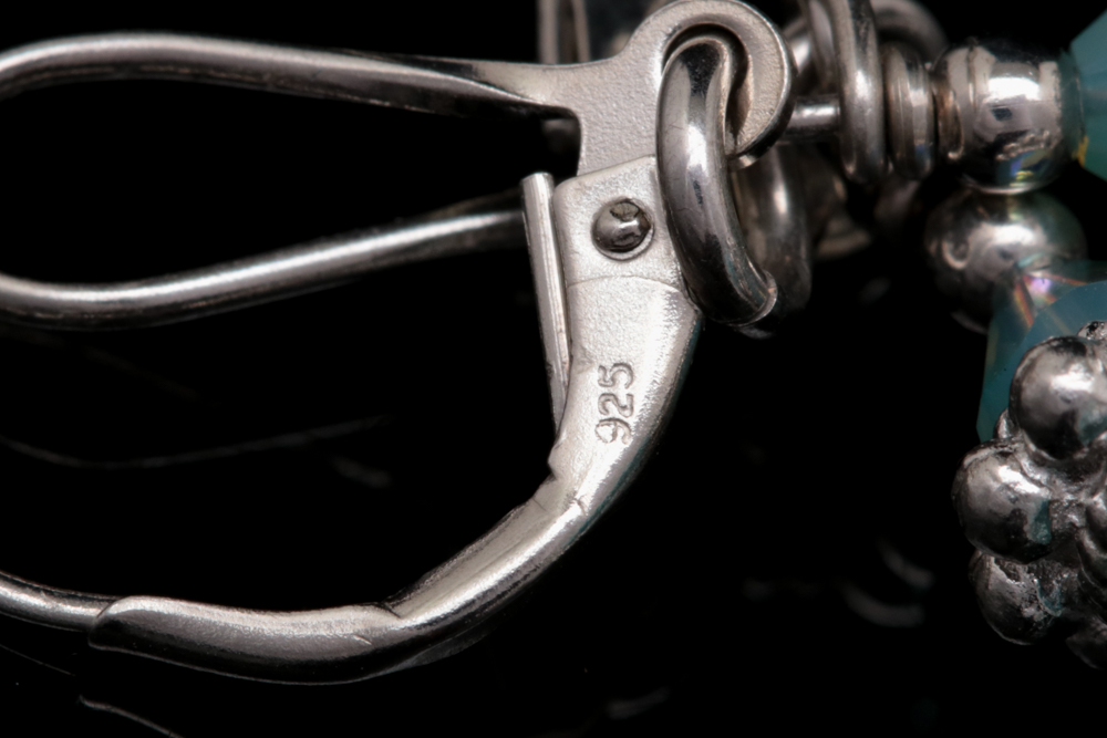 Sterling Silver, Crystal and Glass Bead Dangle Earrings