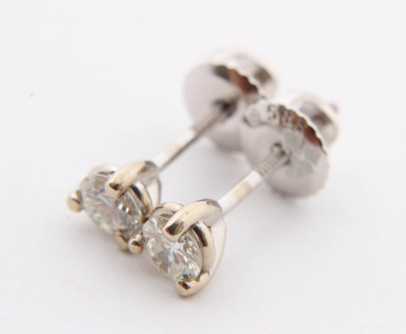 14K White Gold Diamond Stud Earrings