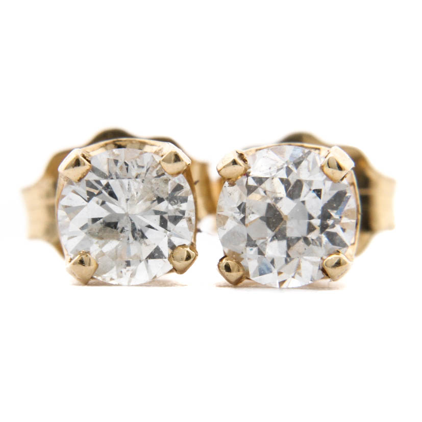 14K Yellow Gold Diamond Studs