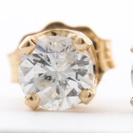14K Yellow Gold Diamond Studs