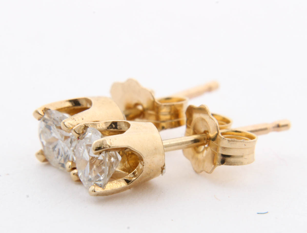 14K Yellow Gold Diamond Studs